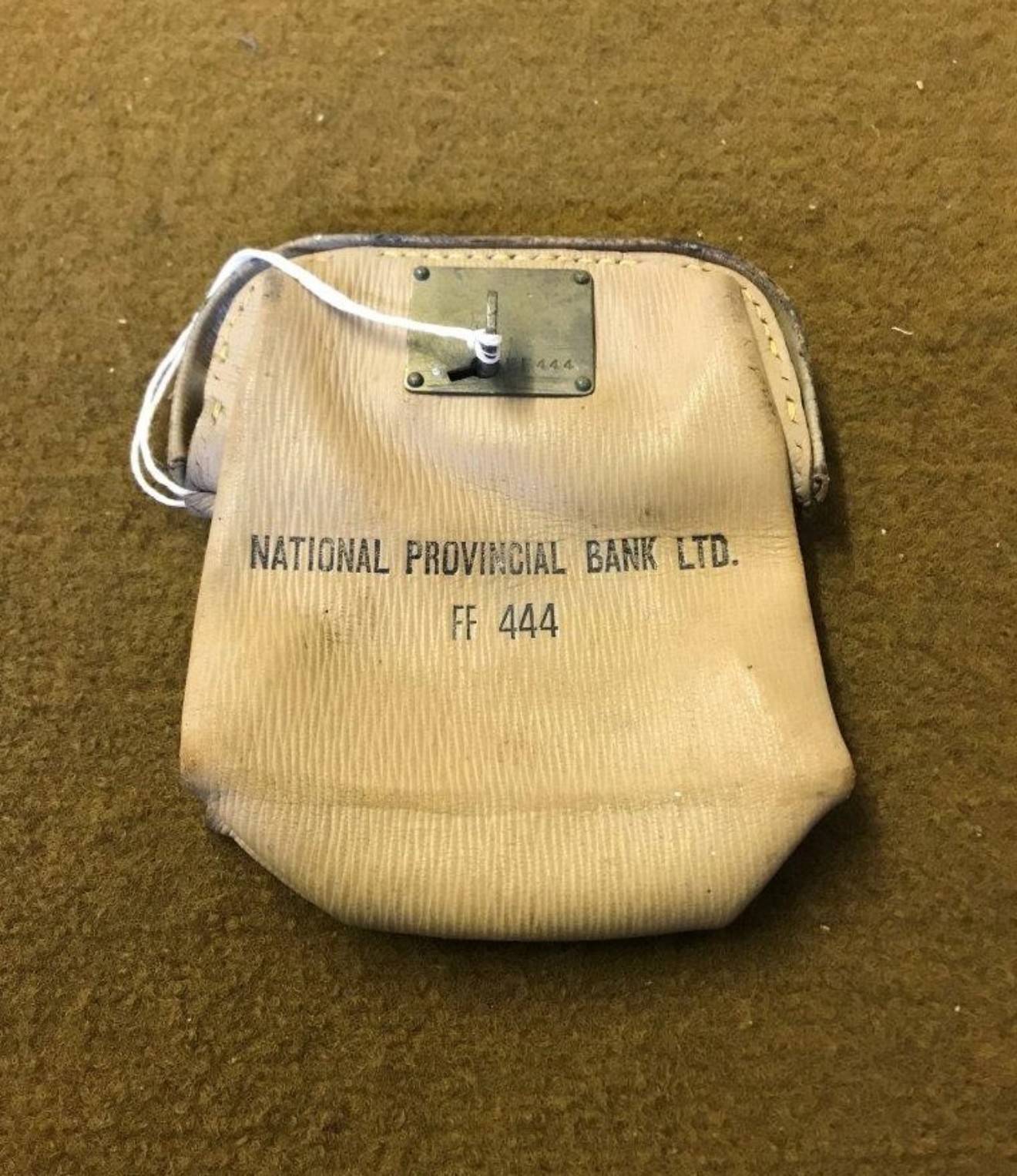 Vintage National Provincial Bank Ltd Locking Bank Deposit Bag