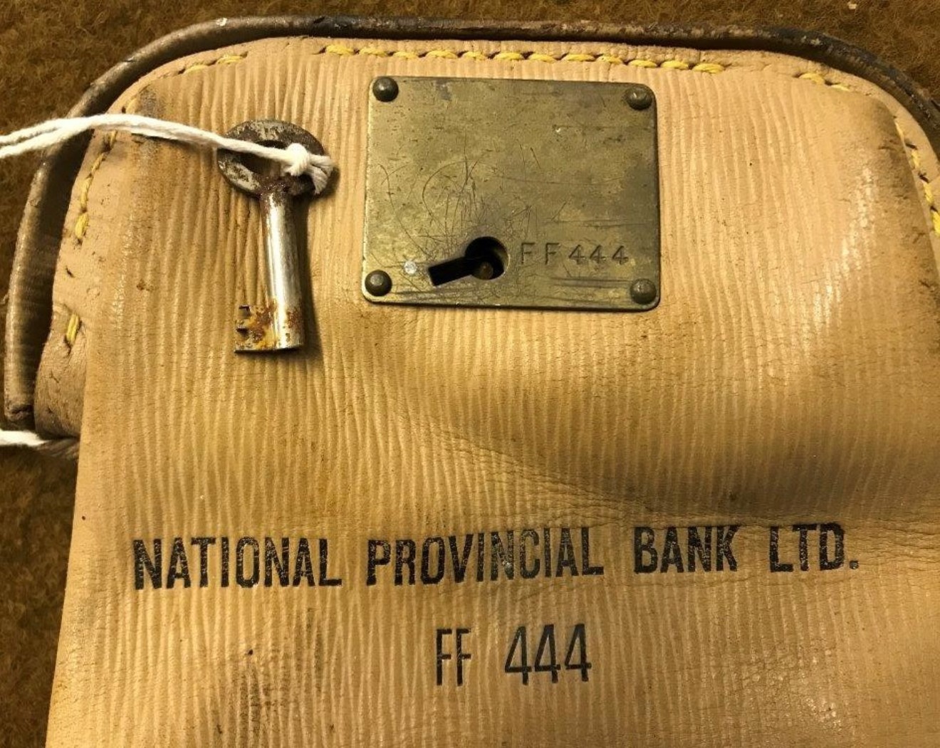 Vintage National Provincial Bank Ltd Locking Bank Deposit Bag