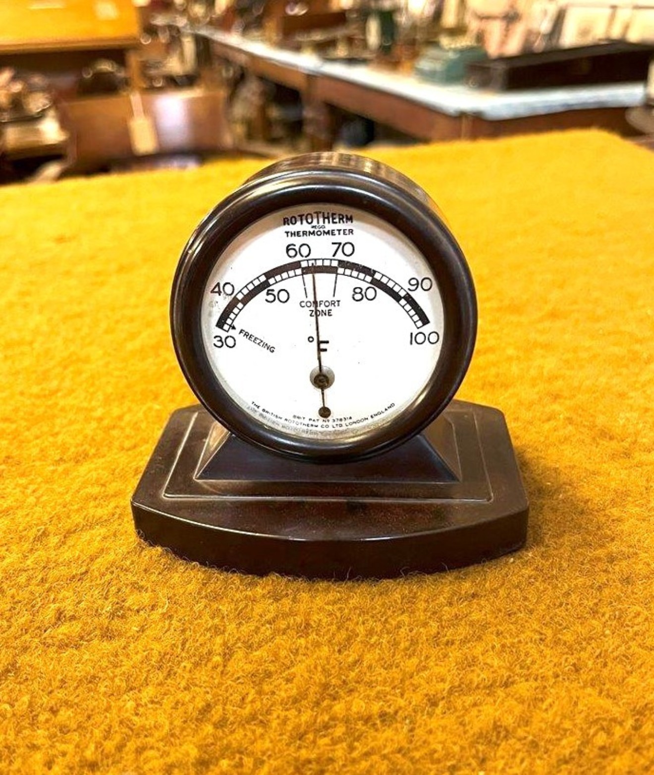 Vintage Rototherm Desktop Thermometer with Brown Bakelite