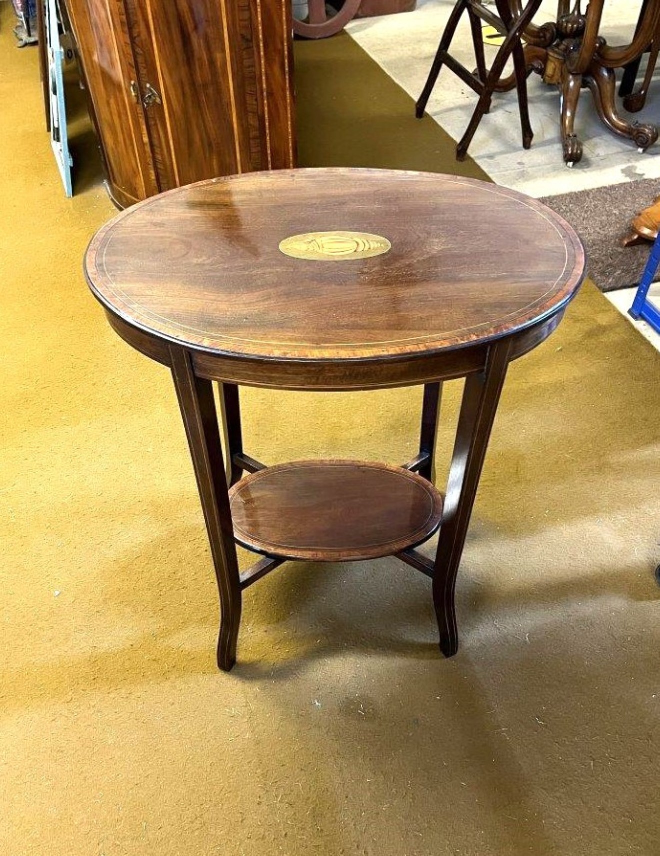 Edwardian Mahogany Inlaid Oval Occasional Table