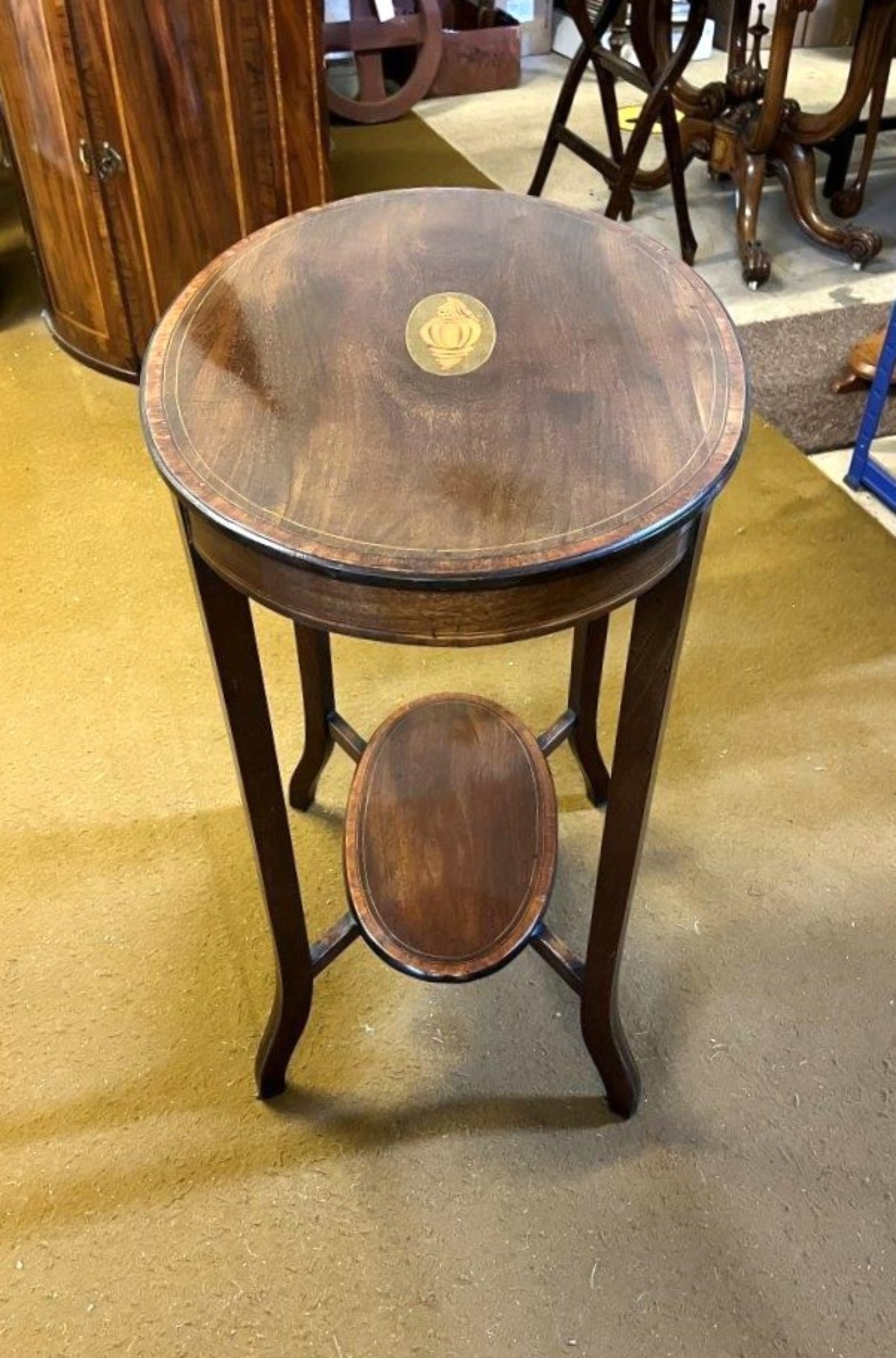 Edwardian Mahogany Inlaid Oval Occasional Table