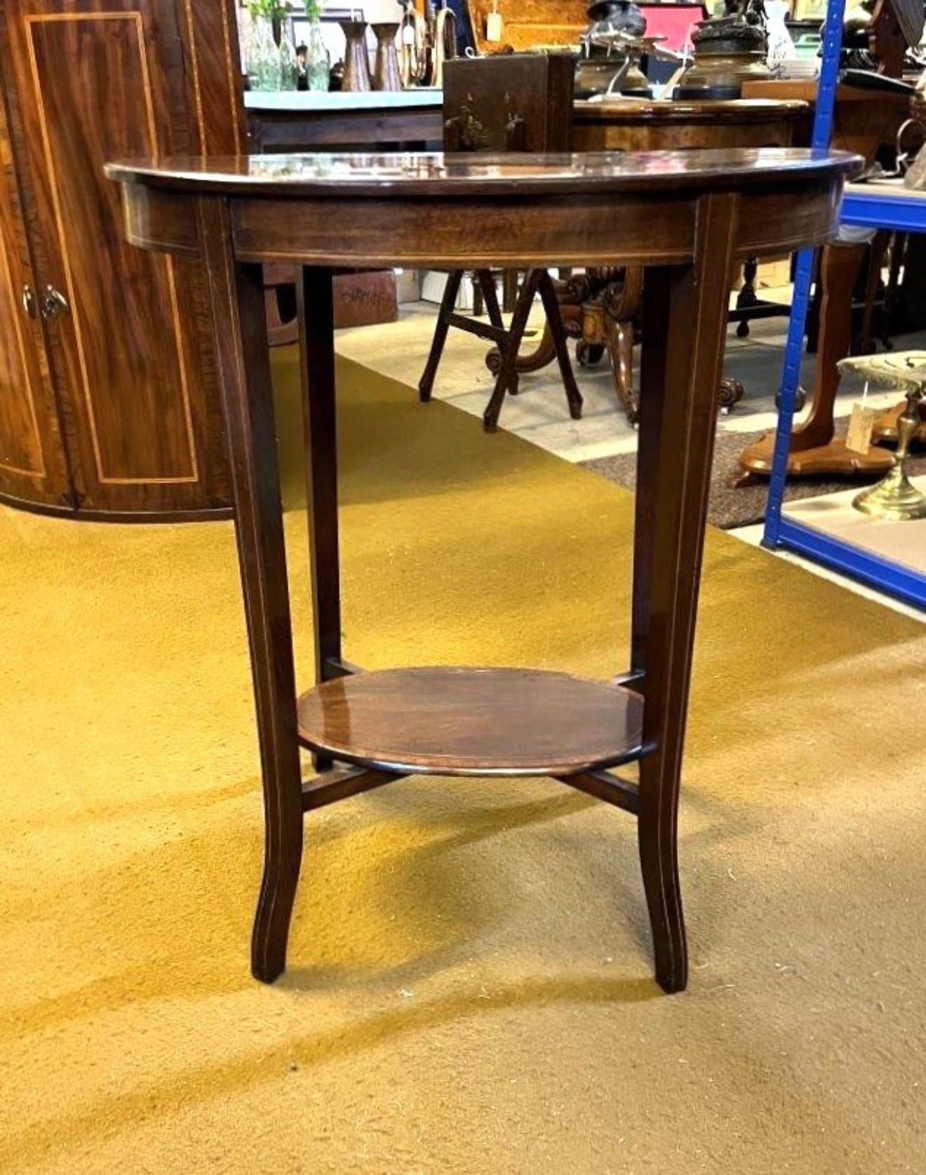 Edwardian Mahogany Inlaid Oval Occasional Table