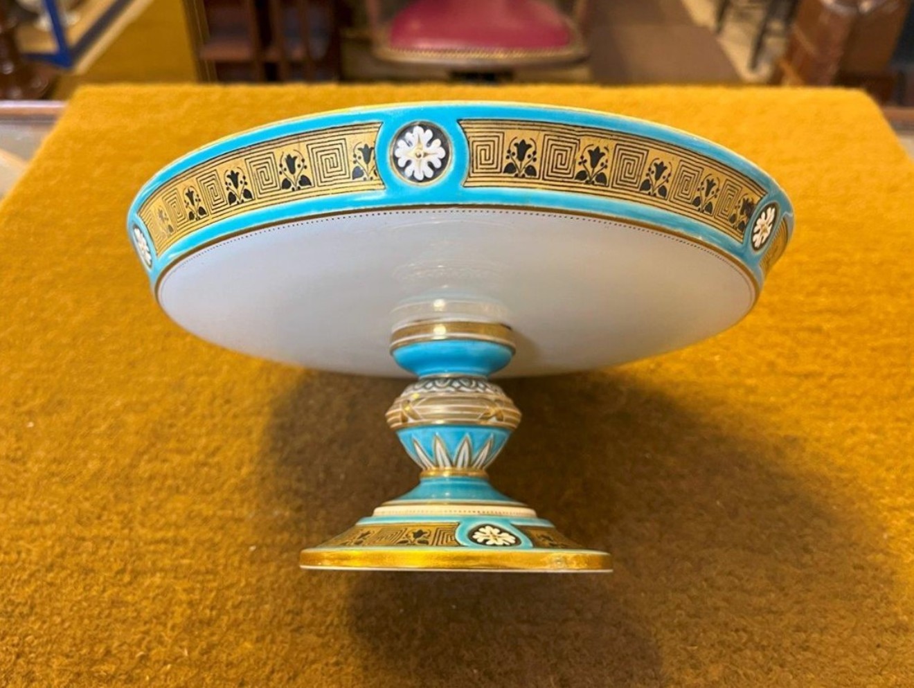 Antique Blue / Gilt Comport / Tazza Cake Stand