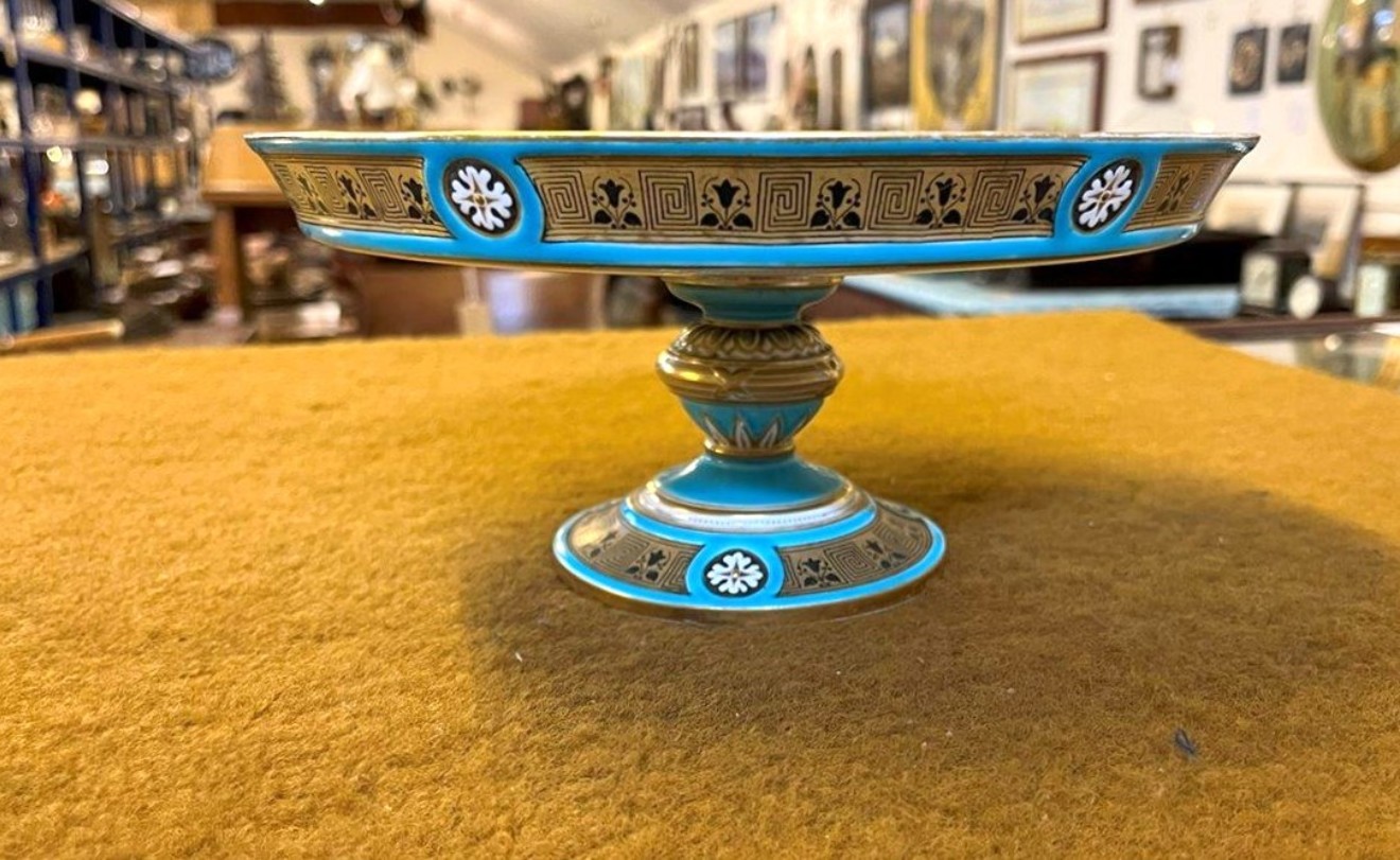 Antique Blue / Gilt Comport / Tazza Cake Stand