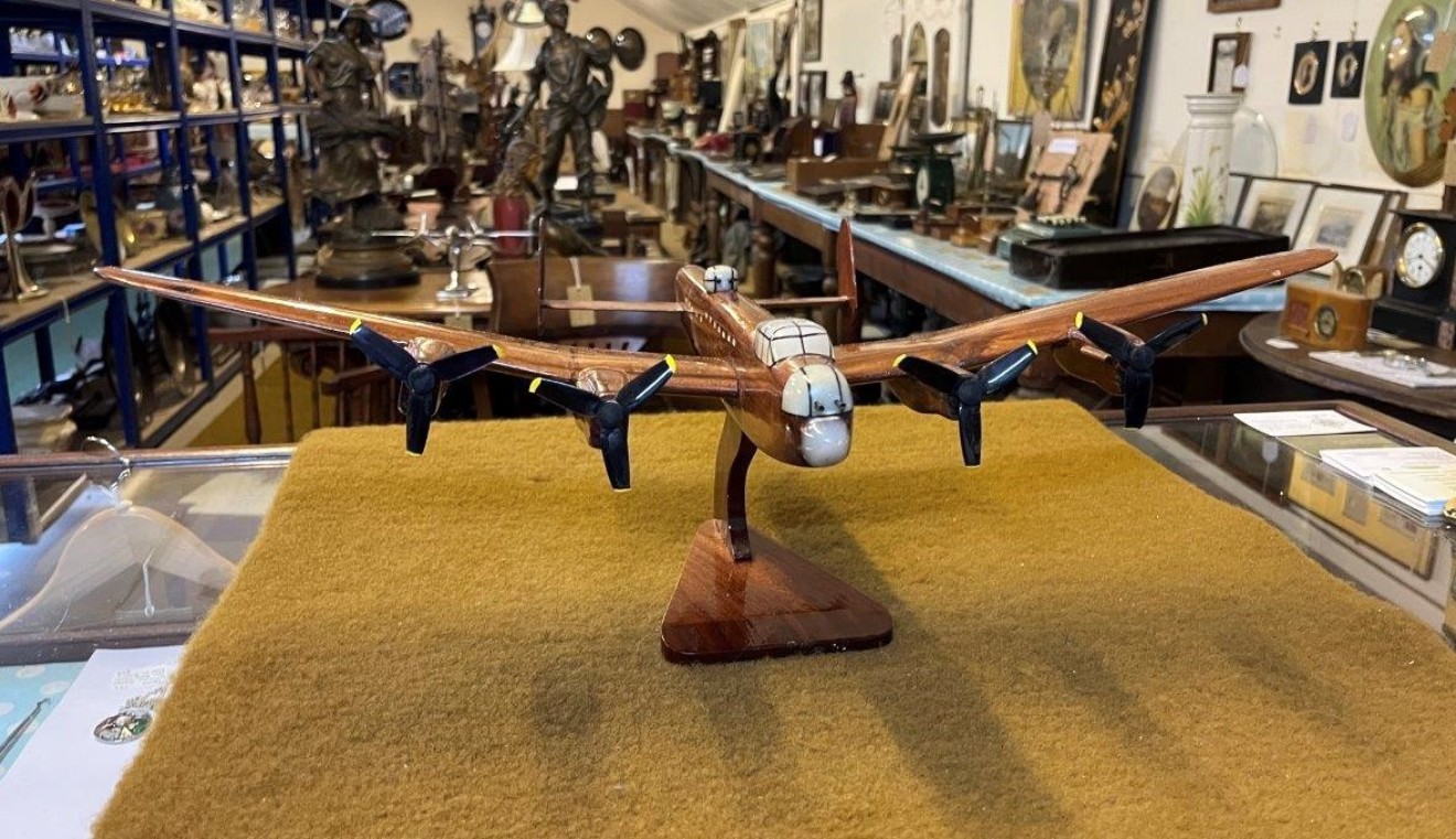 Vintage Wooden Model Avro Lancaster Bomber