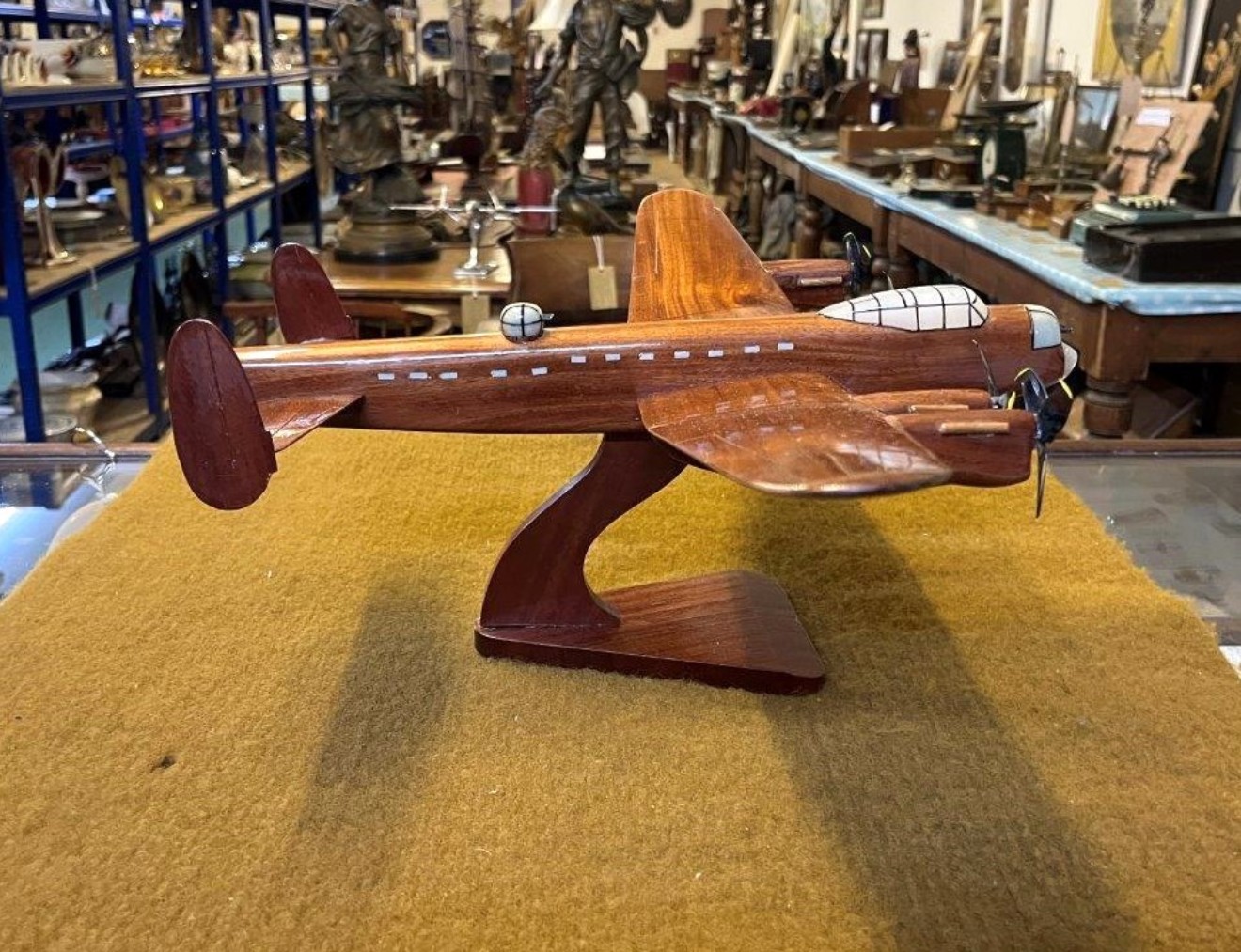 Vintage Wooden Model Avro Lancaster Bomber