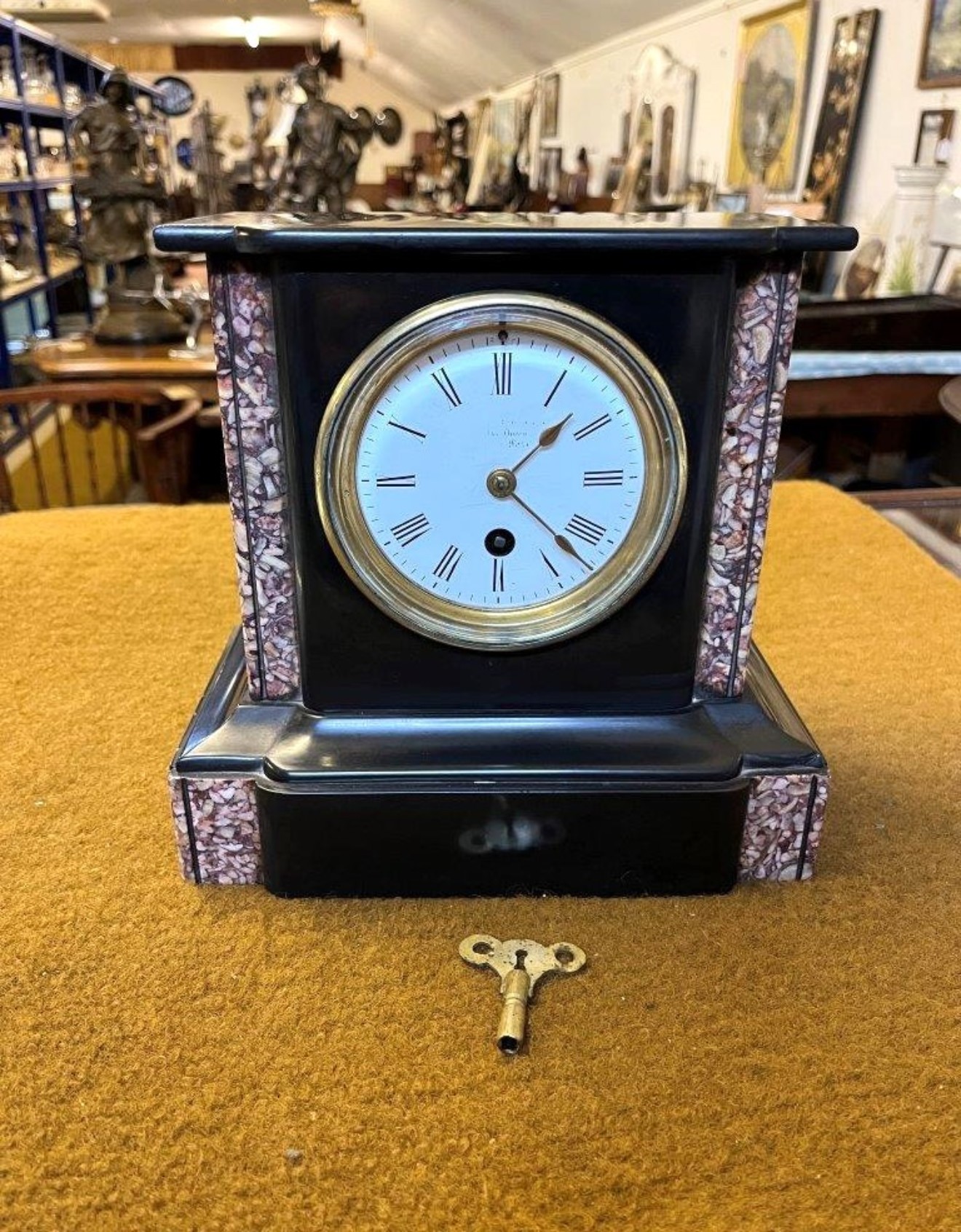 Antique Slate and Marble Mantle Clock