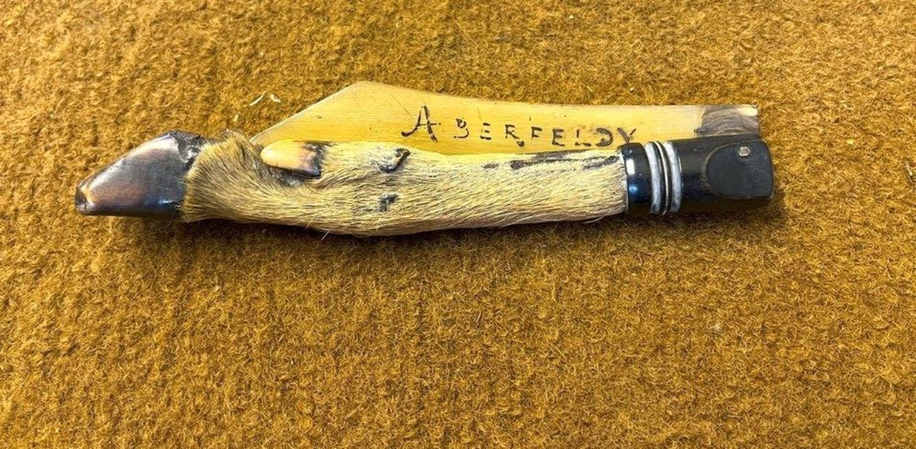 Vintage Deer Foot Handle Letter Opener Souvenir of "Aberfeldy"