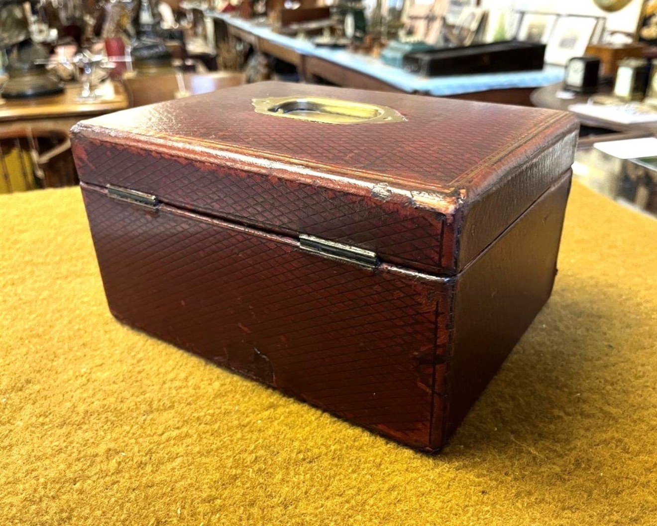 Victorian Leather Bound Jewellery Box Complete with Bramah London Lock & Key