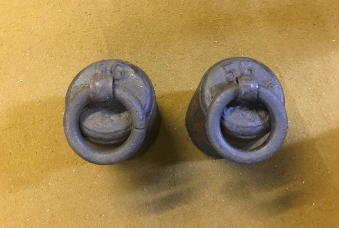 Antique Pair of Cast Iron 56 Lb Weights