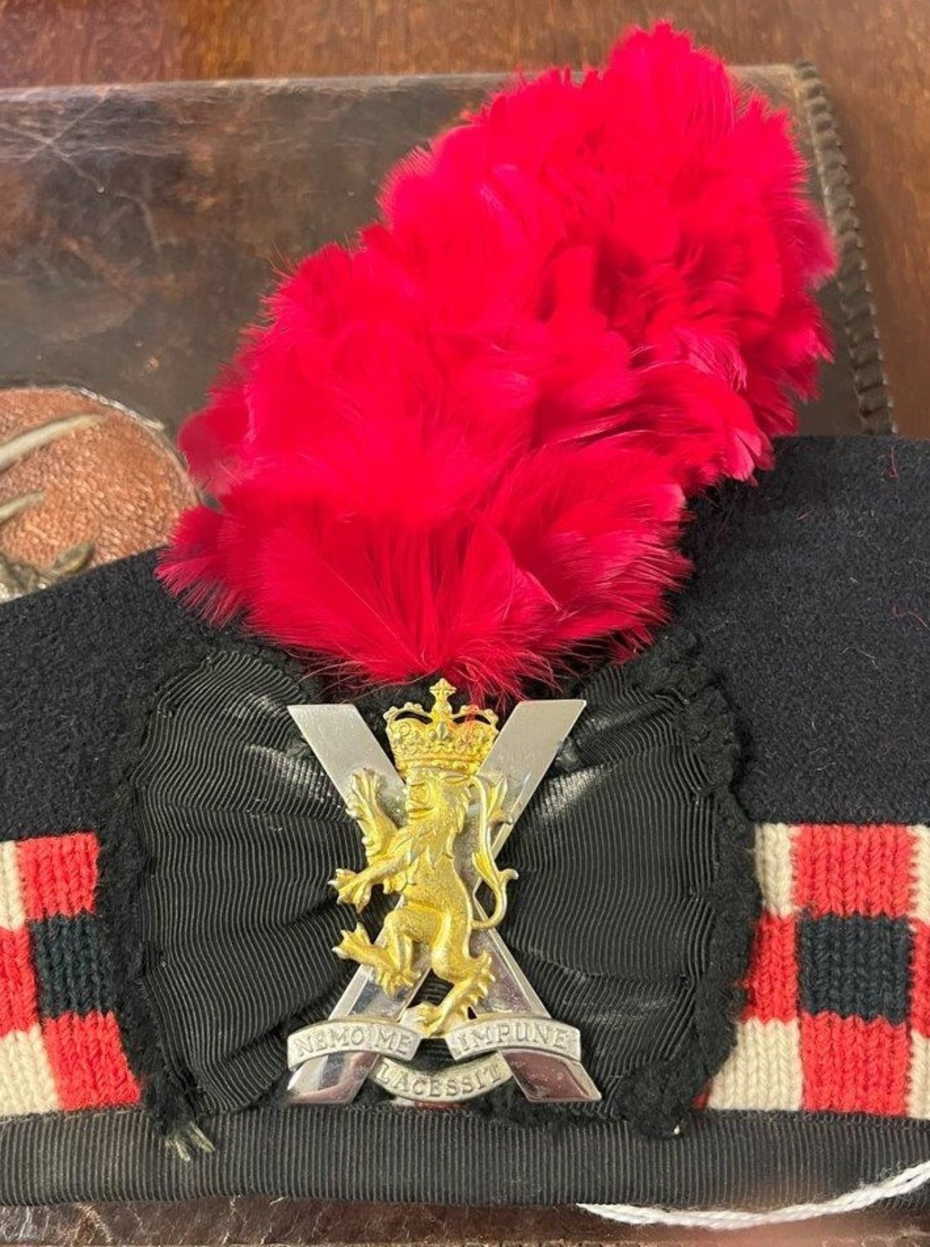 Vintage Royal Regiment of Scotland Glengarry with Cap Badge and Red Hackle