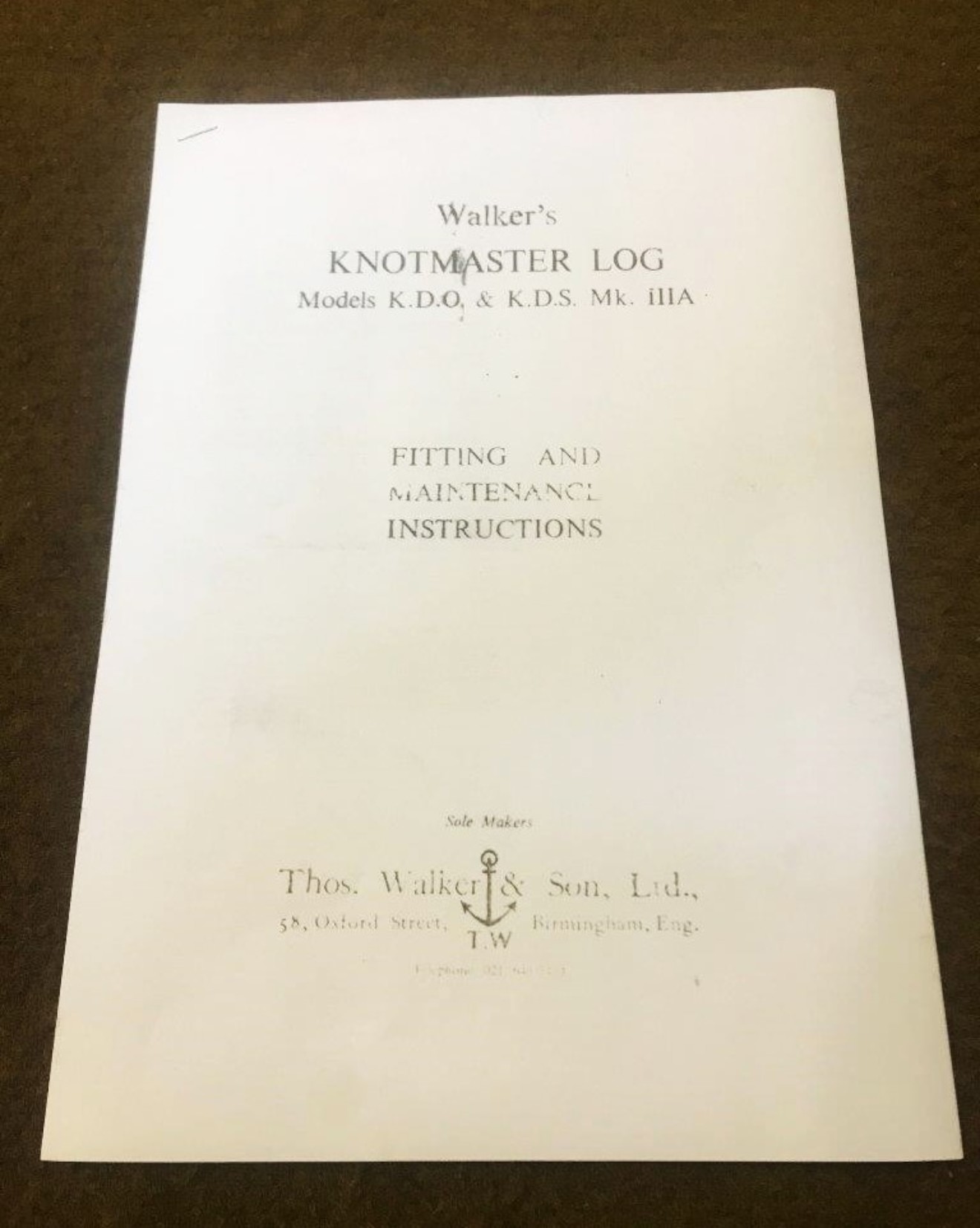 Vintage "Knotmaster Mk III A" Log Boat / Yacht Distance Indicator by Thomas Walker & Son Birmingham