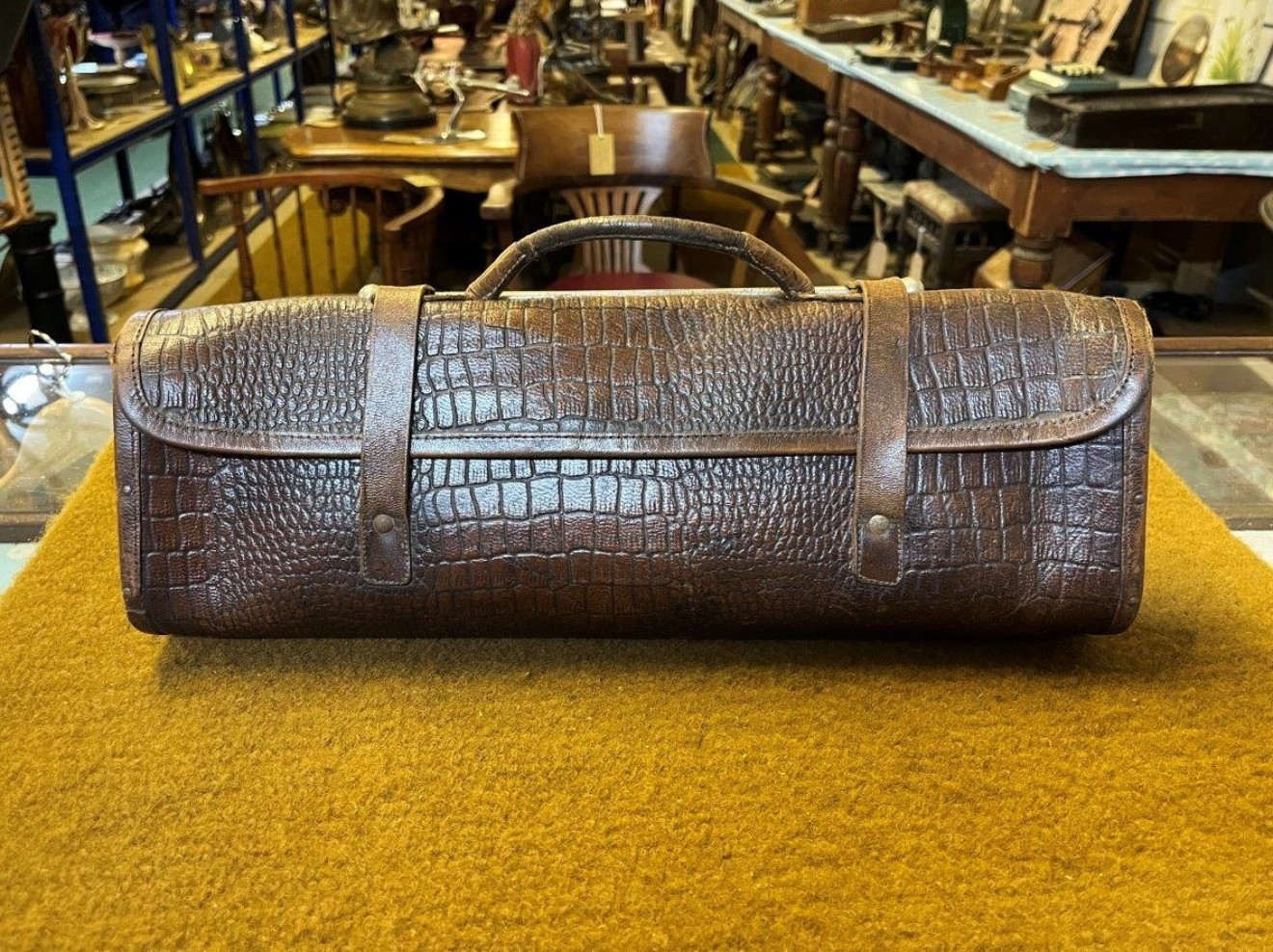 Vintage Alligator Skin Leather Document / Music Bag