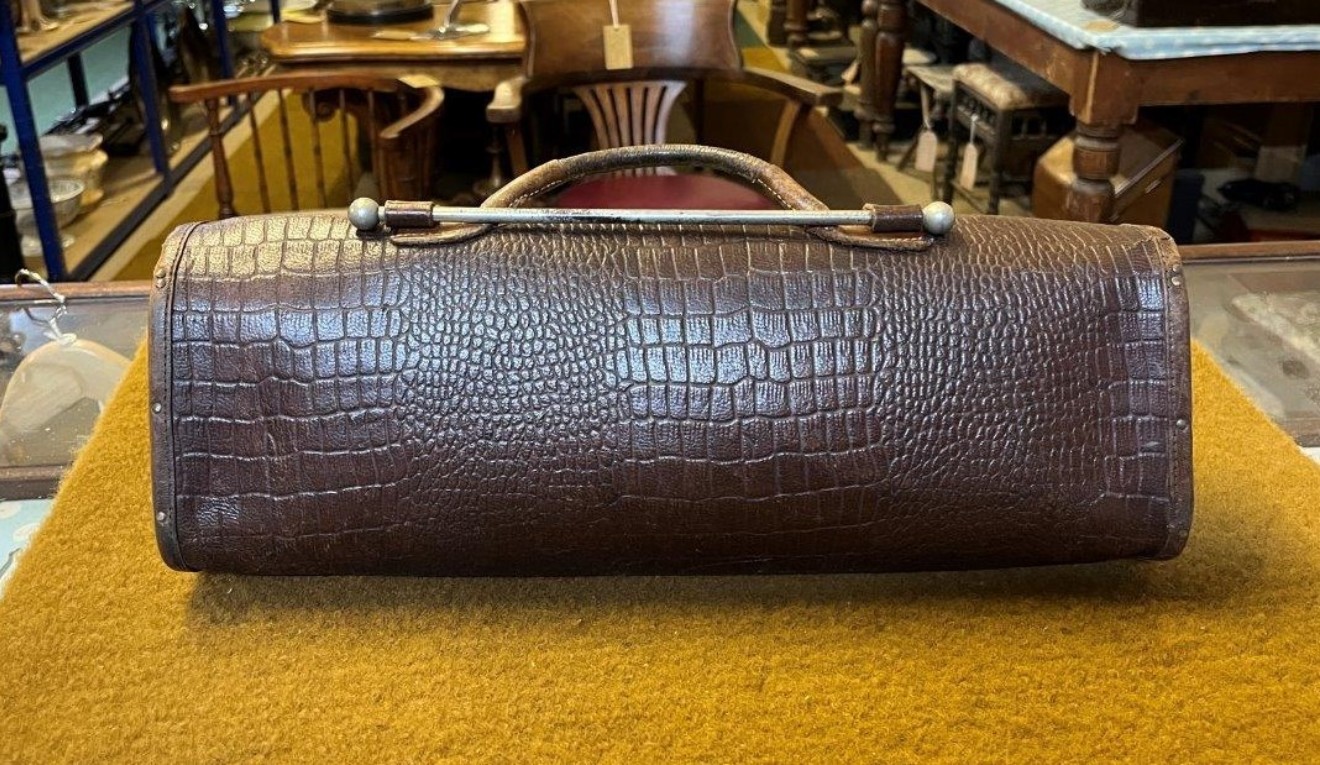 Vintage Alligator Skin Leather Document / Music Bag