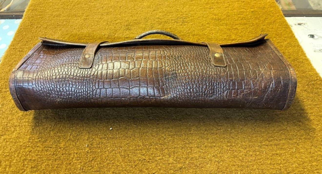 Vintage Alligator Skin Leather Document / Music Bag