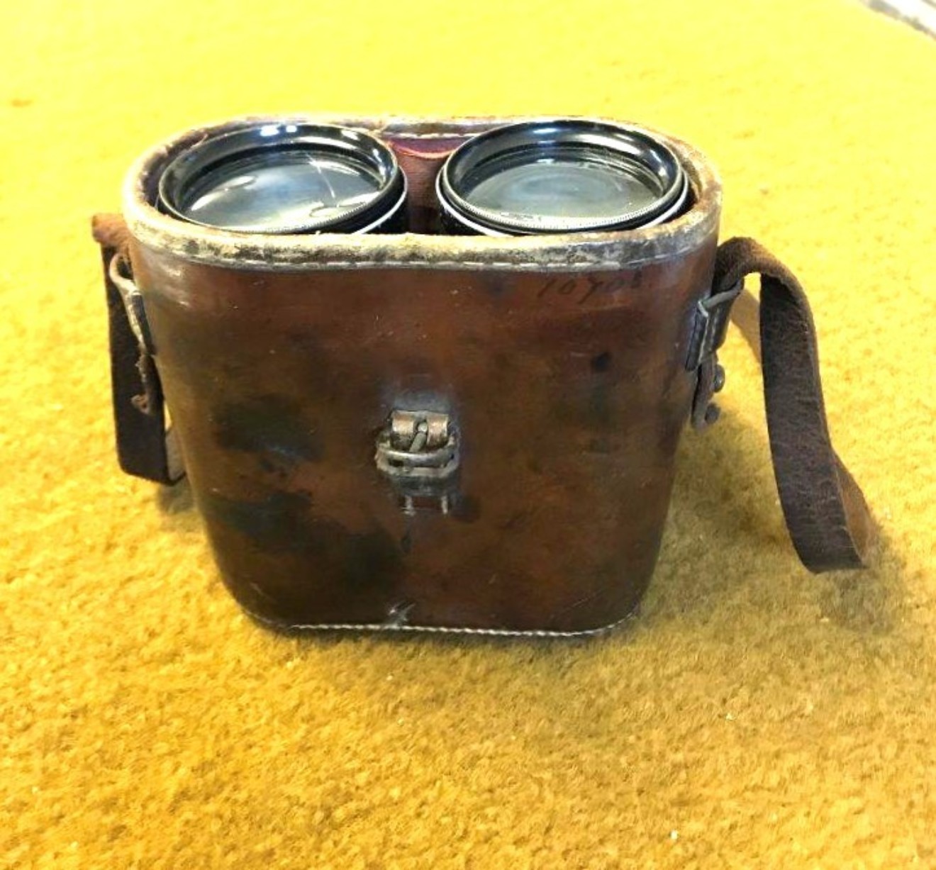 WW1 Military Binoculars Manufactured by Dollond London in a Leather Case Retailed by J Cripps London 1916, the Case is also Marked J Cubitt (presumably the owner)