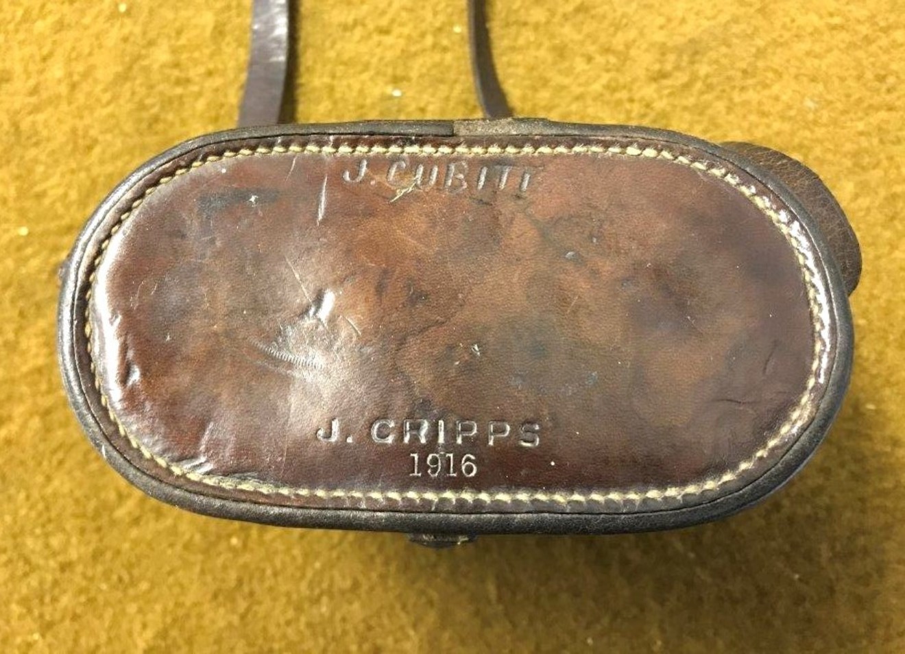 WW1 Military Binoculars Manufactured by Dollond London in a Leather Case Retailed by J Cripps London 1916, the Case is also Marked J Cubitt (presumably the owner)