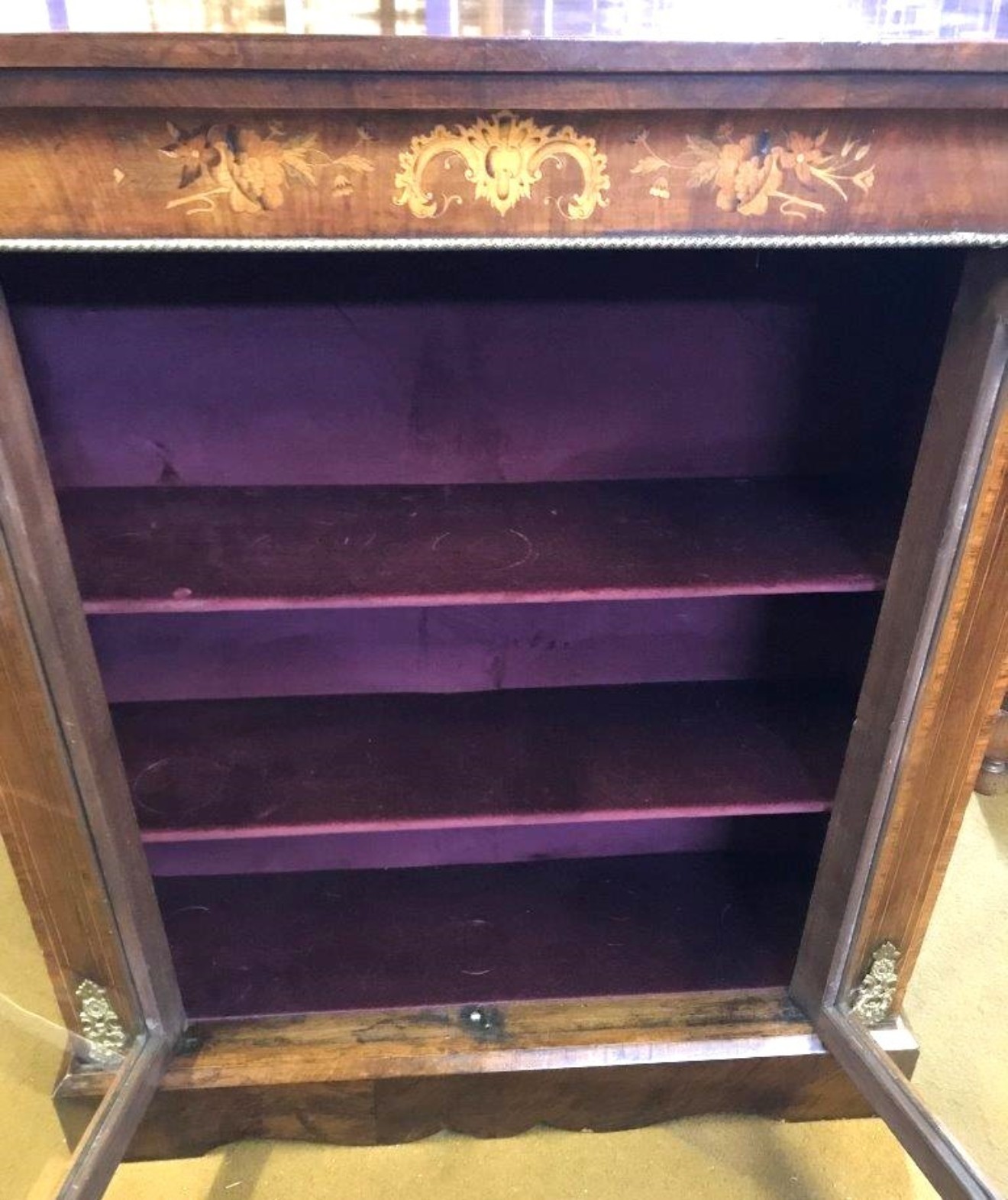 Victorian Walnut and Marquetry Pier Cabinet with Ormolu Embellishments