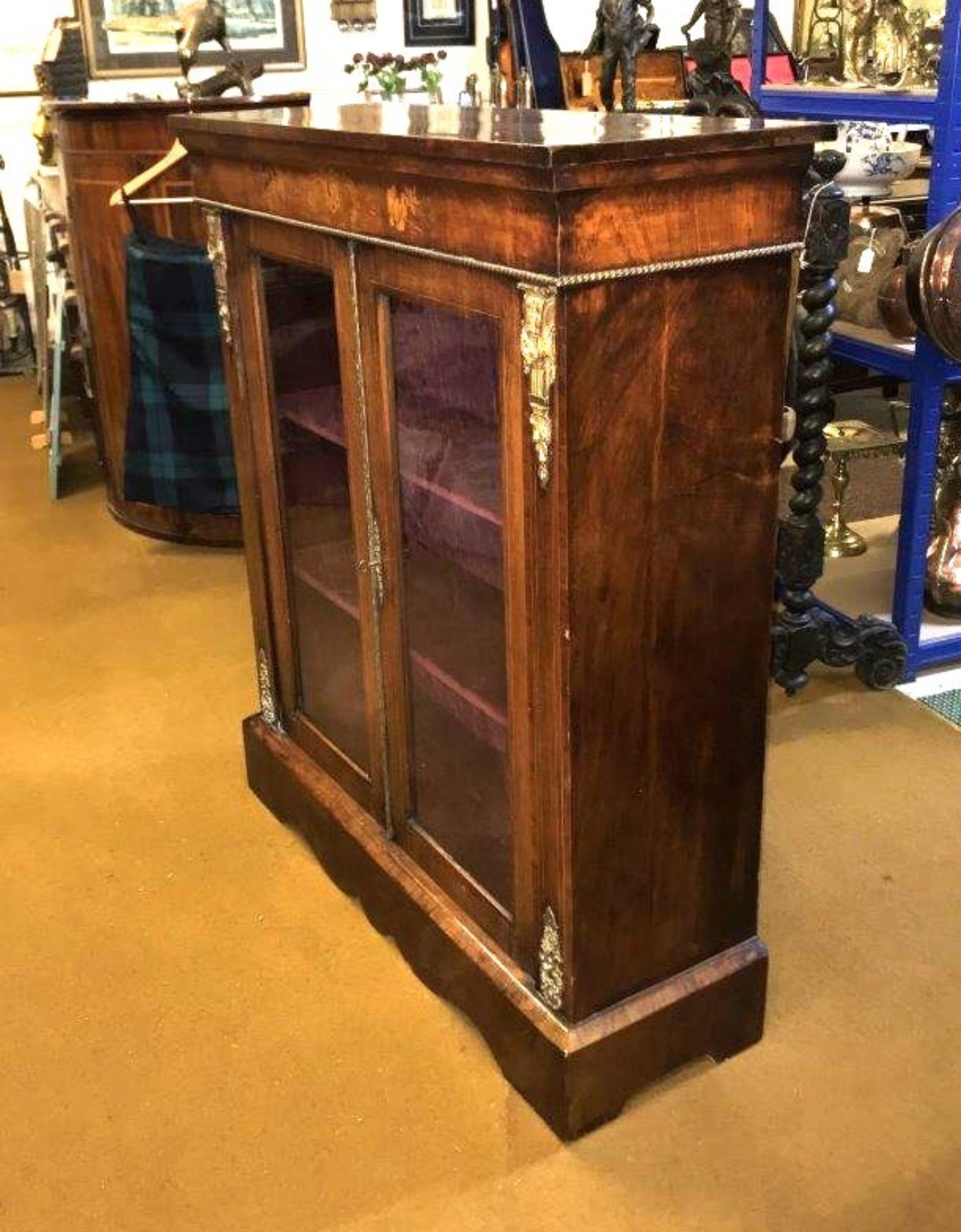 Victorian Walnut and Marquetry Pier Cabinet with Ormolu Embellishments