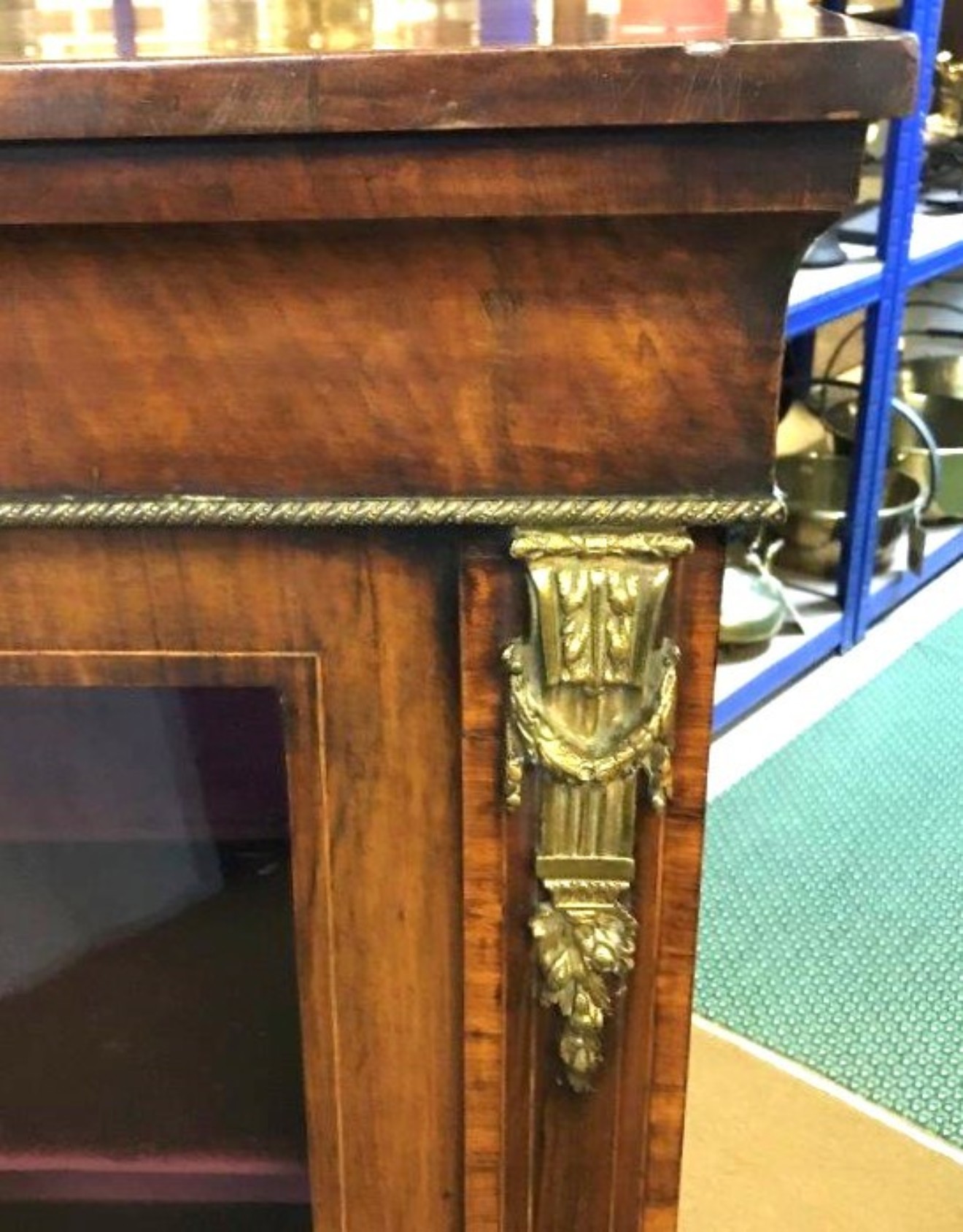 Victorian Walnut and Marquetry Pier Cabinet with Ormolu Embellishments