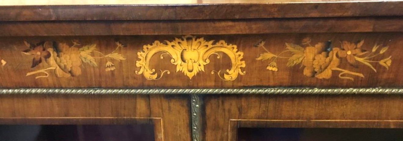 Victorian Walnut and Marquetry Pier Cabinet with Ormolu Embellishments