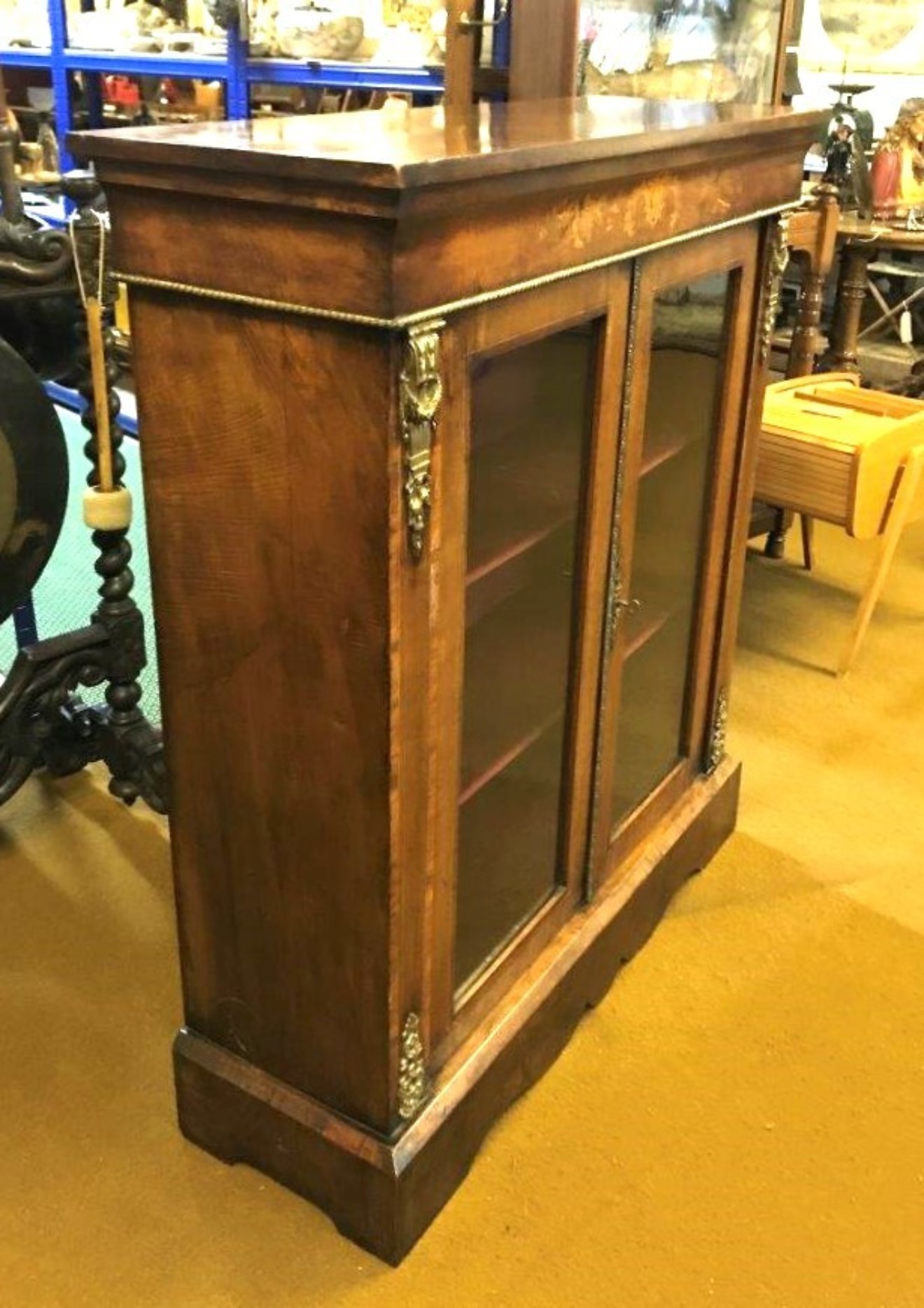 Victorian Walnut and Marquetry Pier Cabinet with Ormolu Embellishments