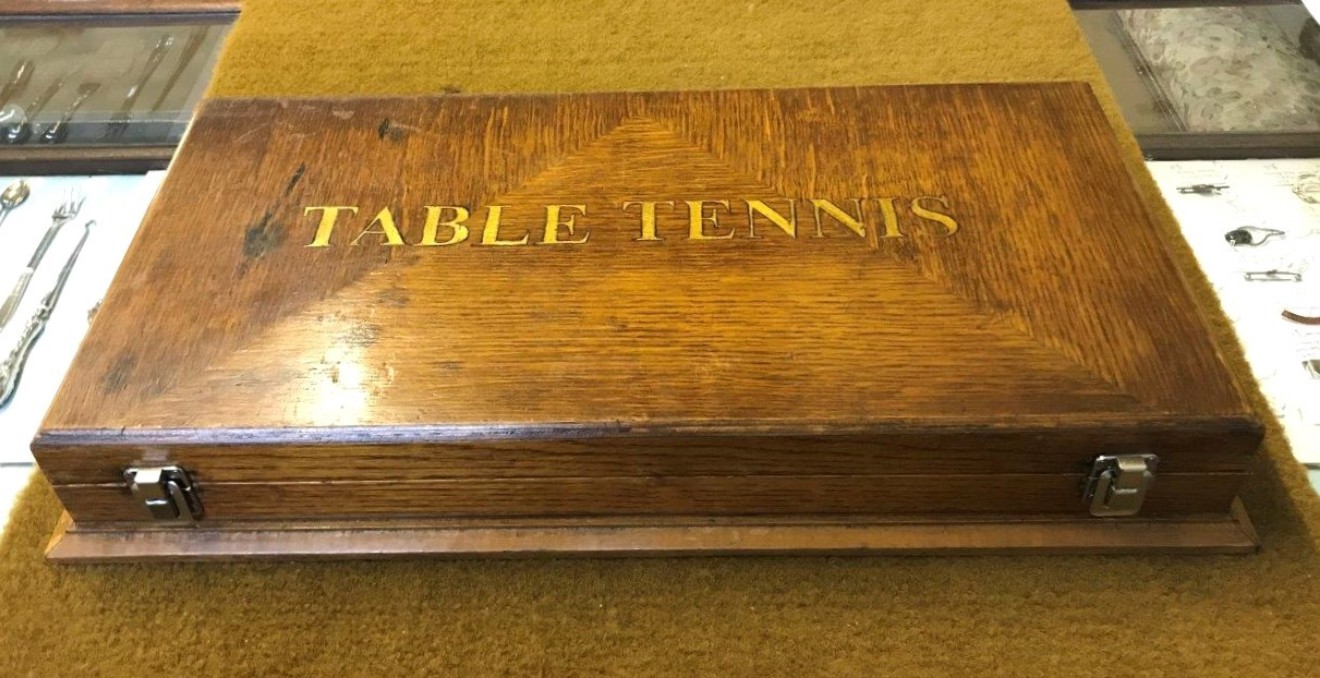 Vintage Wooden Cased Table Tennis Set