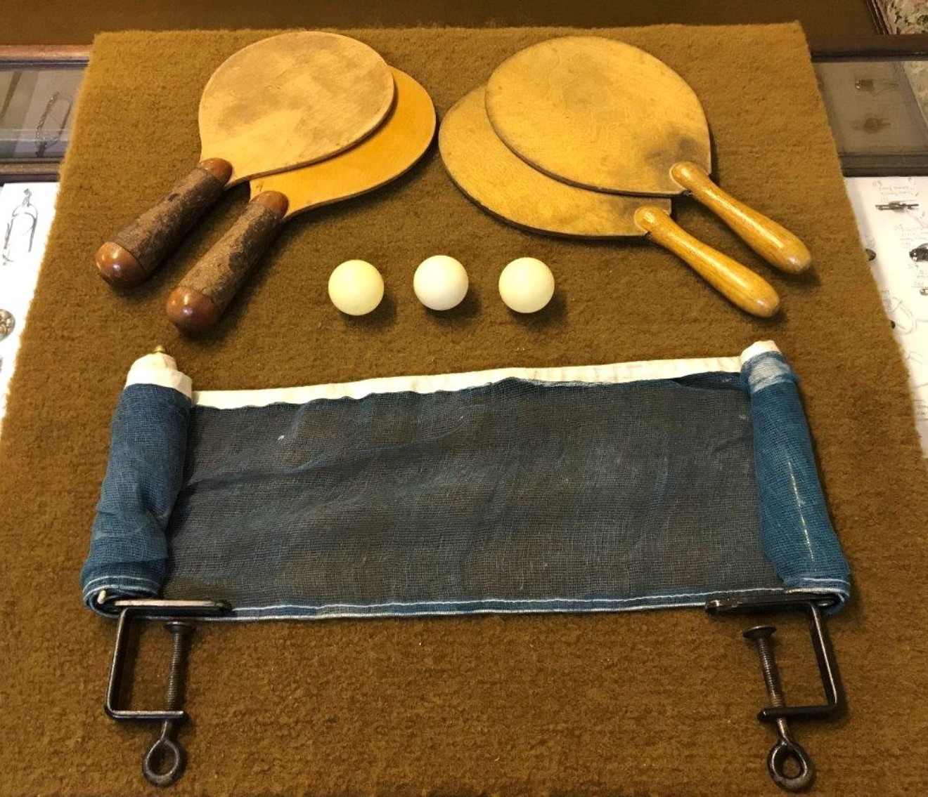 Vintage Wooden Cased Table Tennis Set