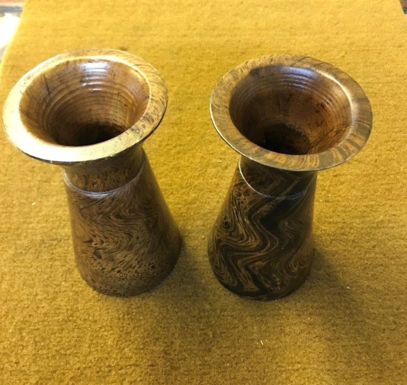 Pair of Wood Effect Papier Mache Vases