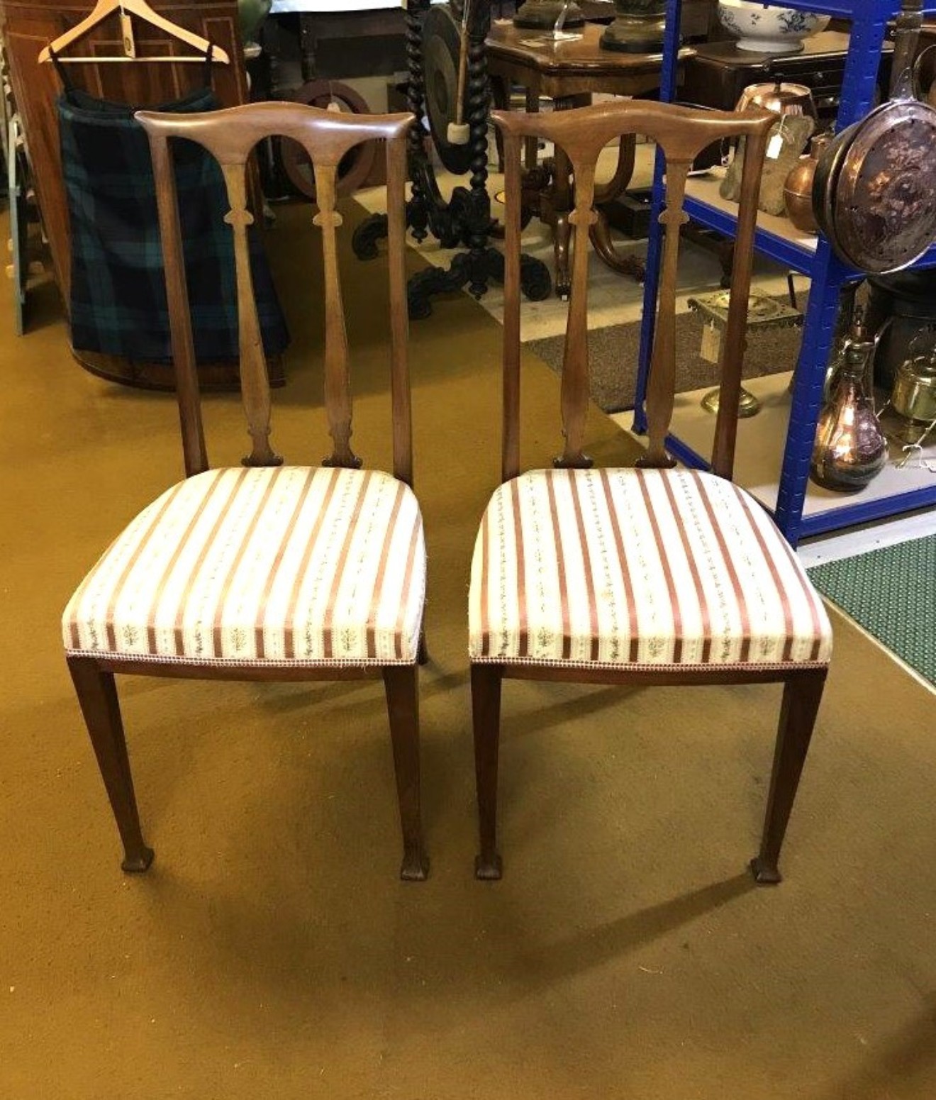 Antique Pair of Chippendale Style Mahogany Side Chairs