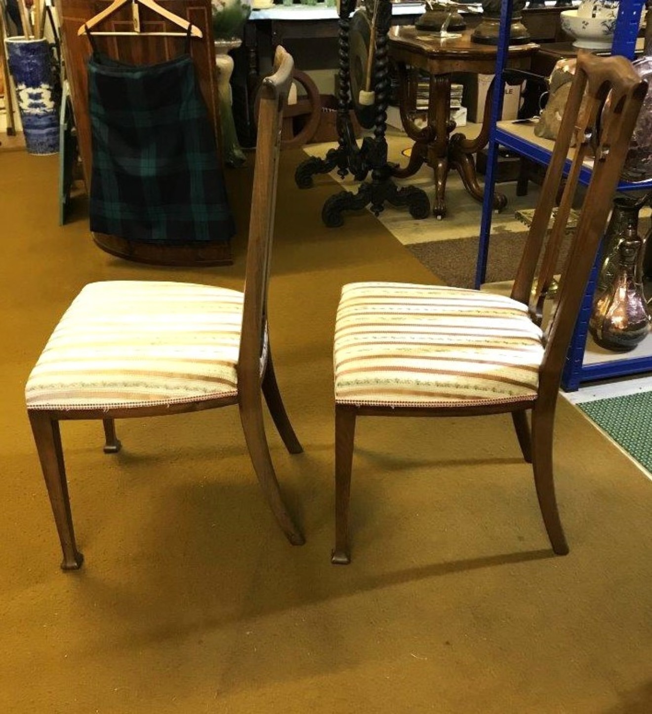 Antique Pair of Chippendale Style Mahogany Side Chairs