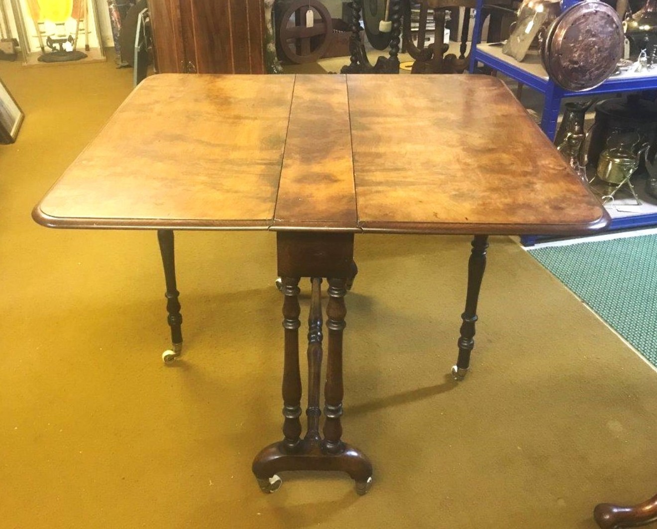 Victorian Burr Walnut Sutherland Drop Leaf Table