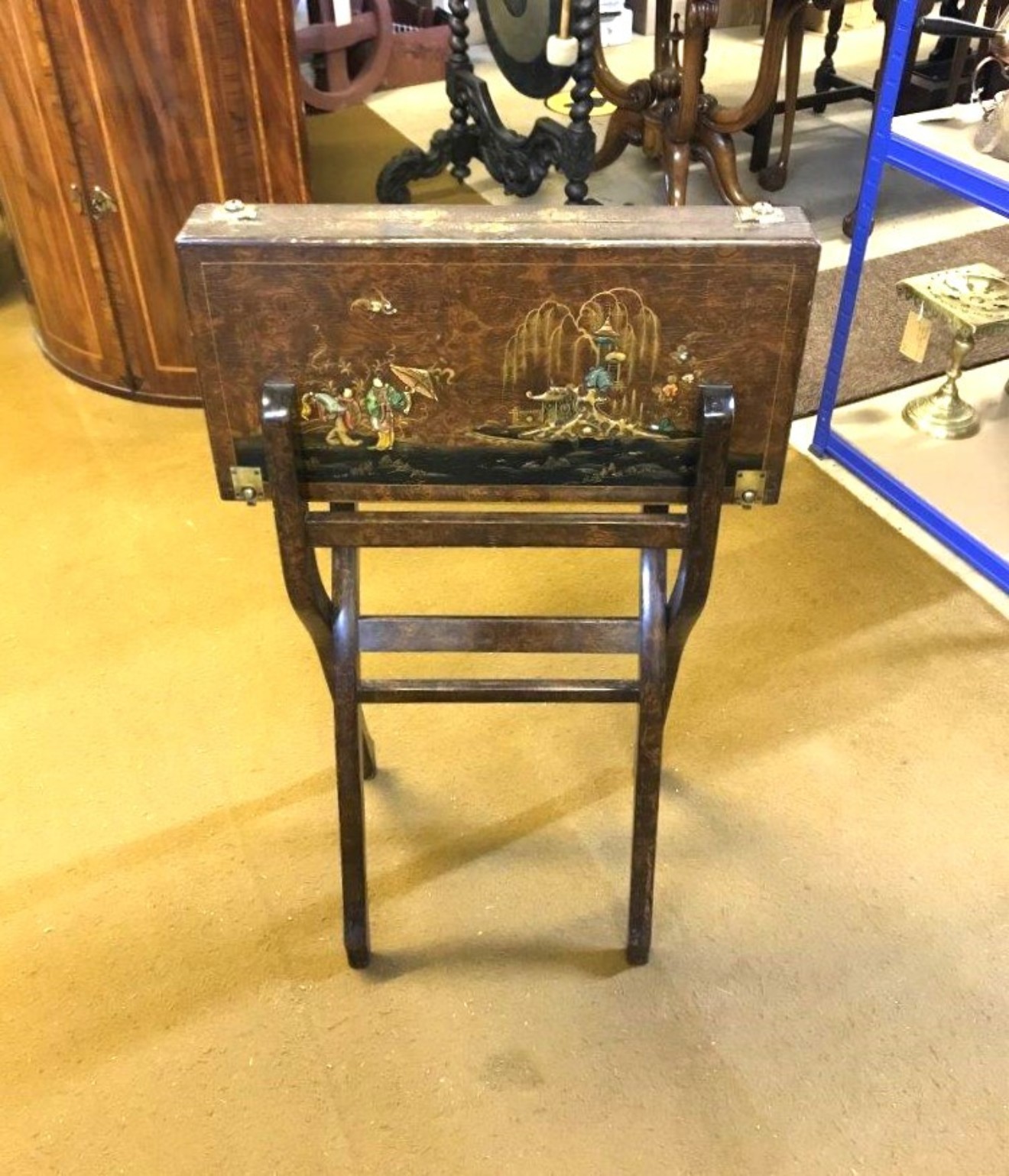 Rare Vintage Chinoiserie Folding Backgammon Table