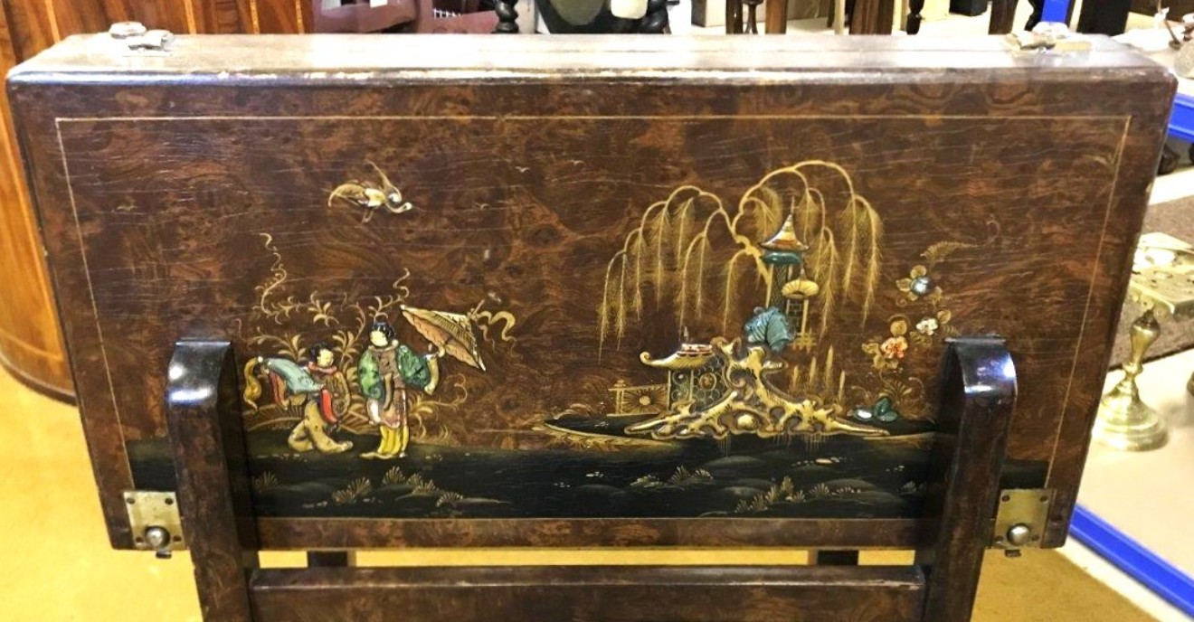 Rare Vintage Chinoiserie Folding Backgammon Table