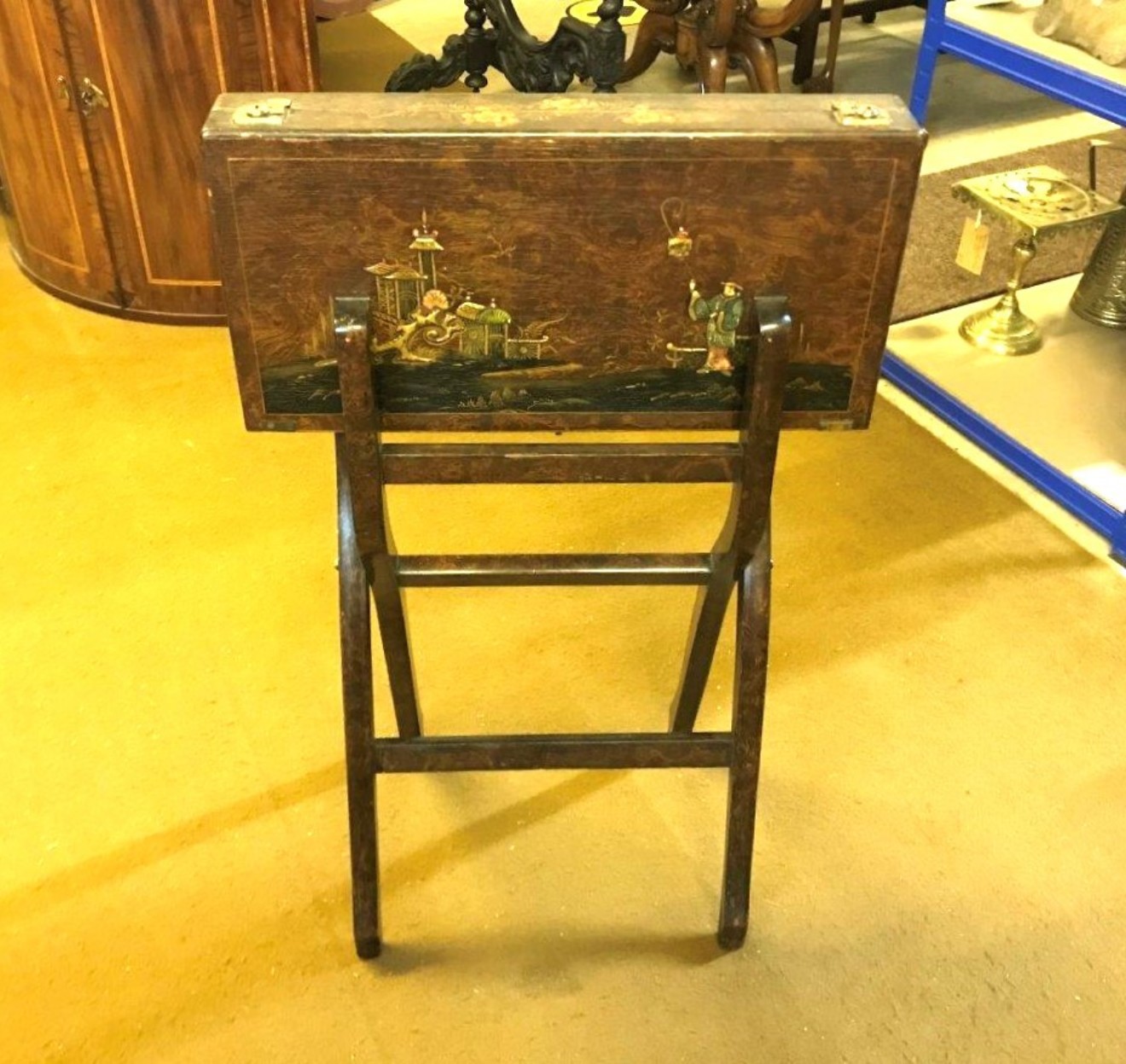 Rare Vintage Chinoiserie Folding Backgammon Table