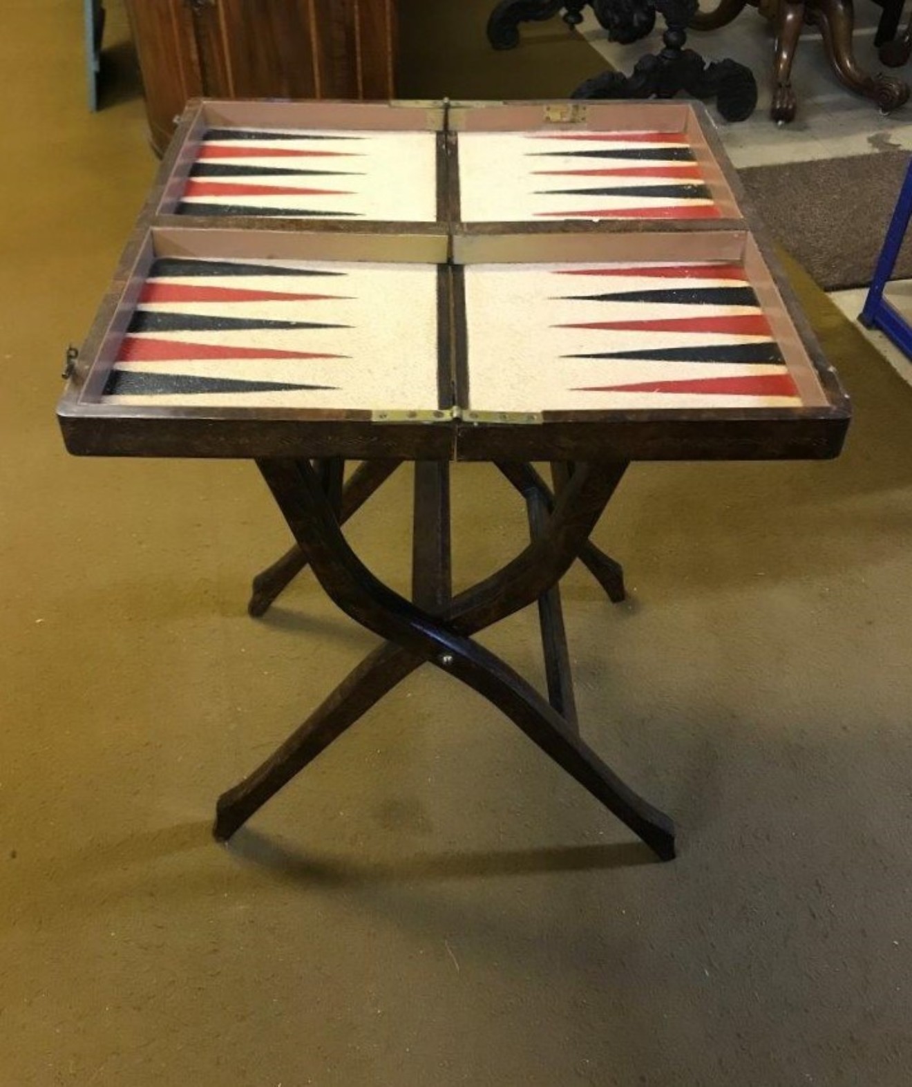 Rare Vintage Chinoiserie Folding Backgammon Table