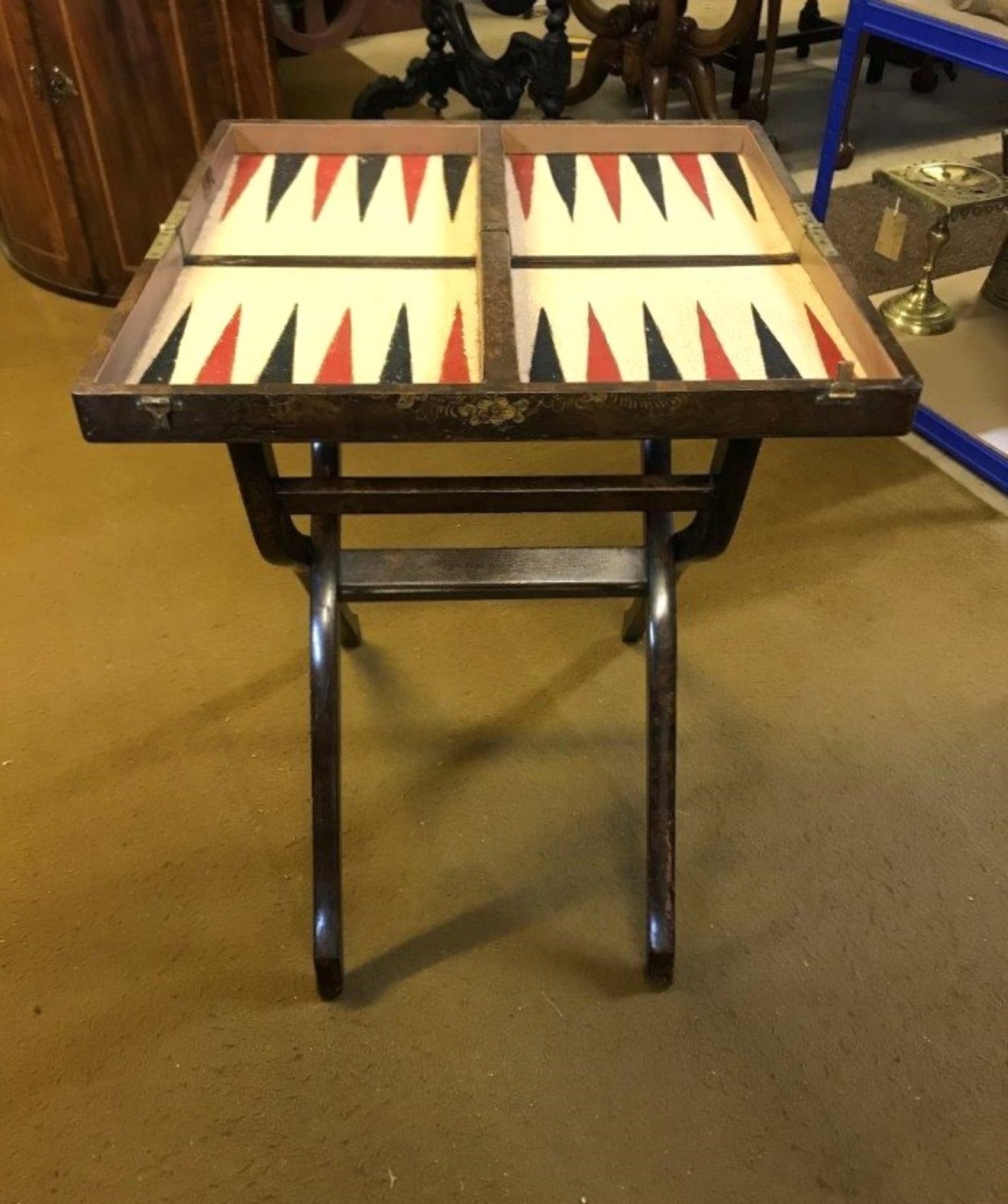 Rare Vintage Chinoiserie Folding Backgammon Table