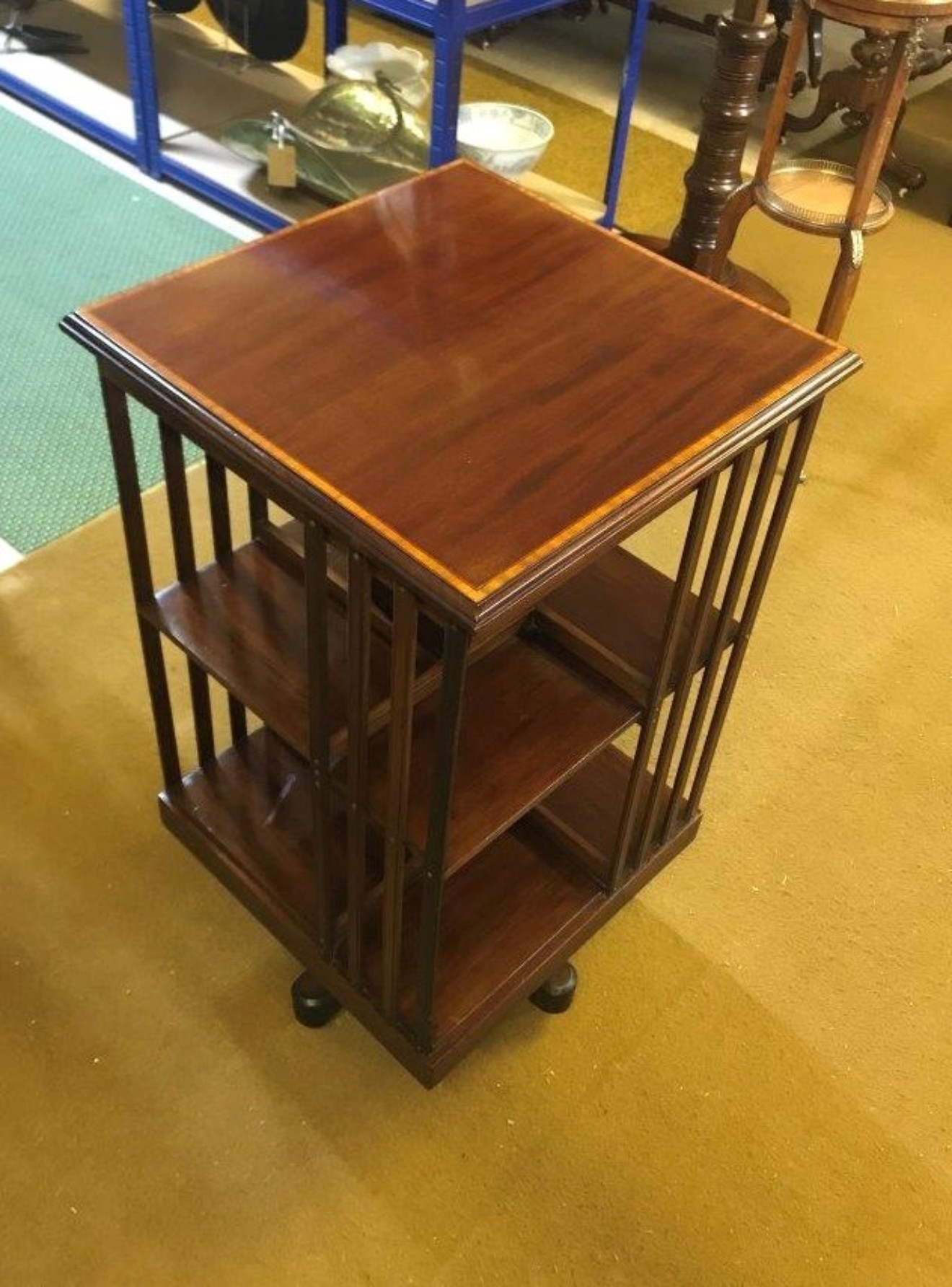 Edwardian Inlaid Mahogany Revolving Bookcase