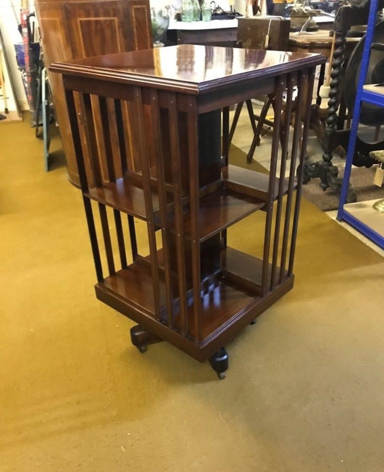 Edwardian Inlaid Mahogany Revolving Bookcase