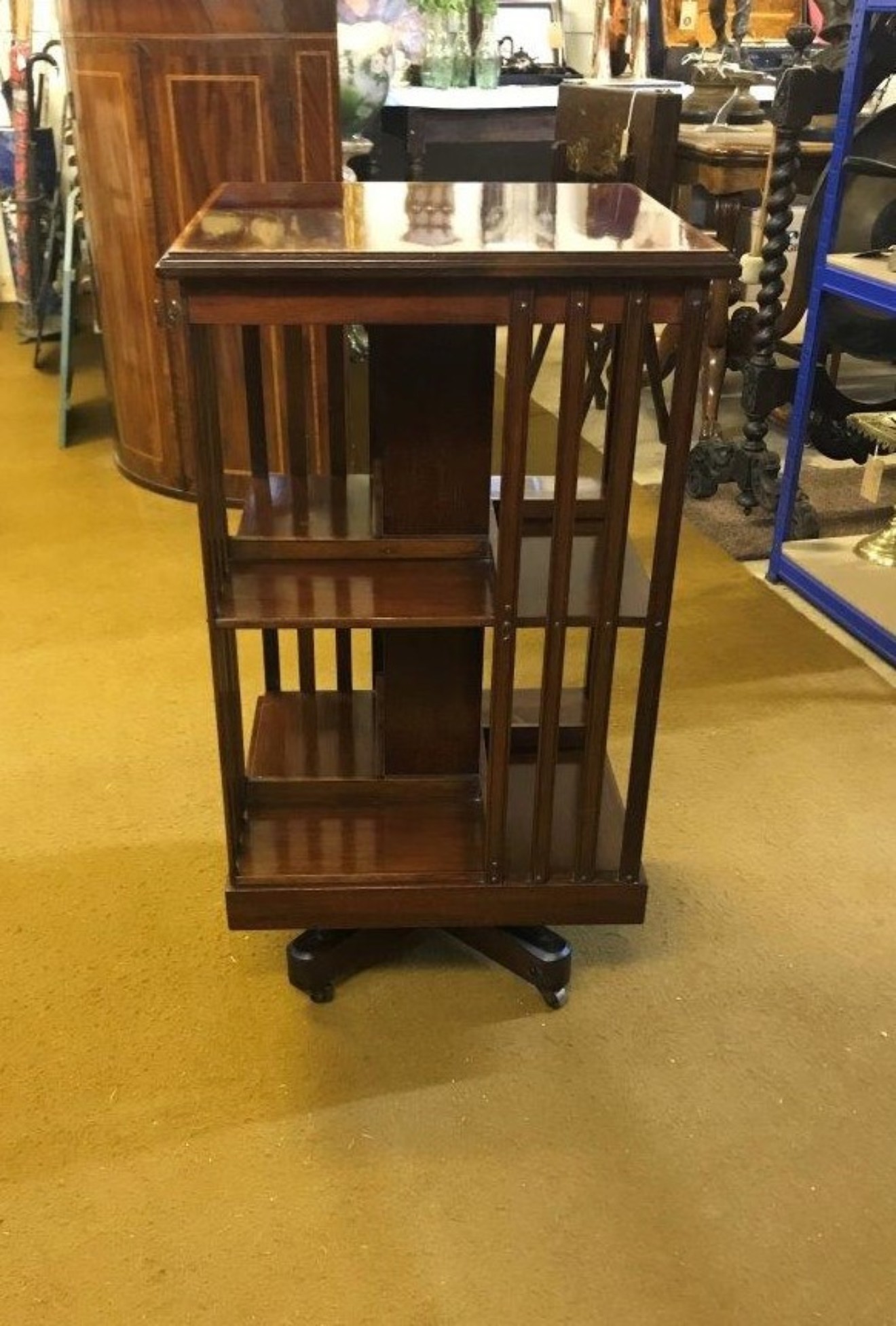 Edwardian Inlaid Mahogany Revolving Bookcase