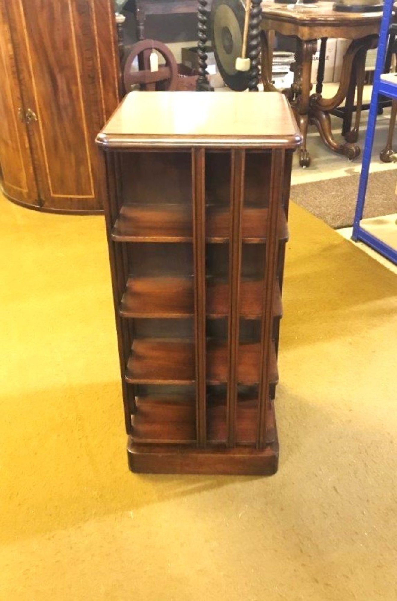 Mid Century Mahogany Revolving Bookcase / Display Cabinet / CD Rack