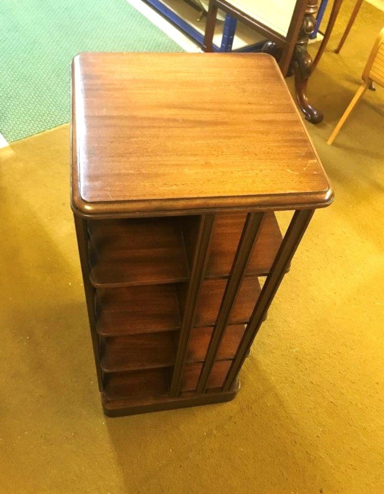 Mid Century Mahogany Revolving Bookcase / Display Cabinet / CD Rack