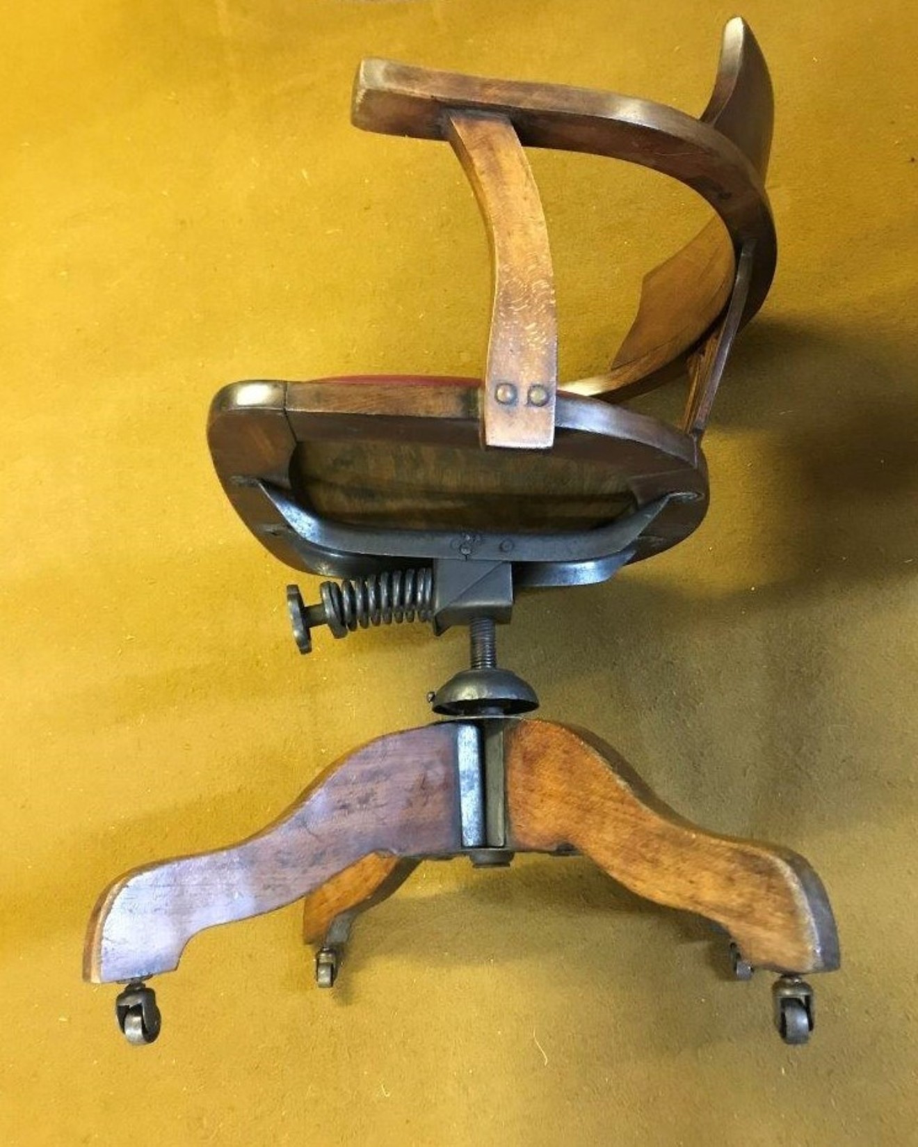 Vintage Oak Swivel / Tilt Office Chair with Leather Seat