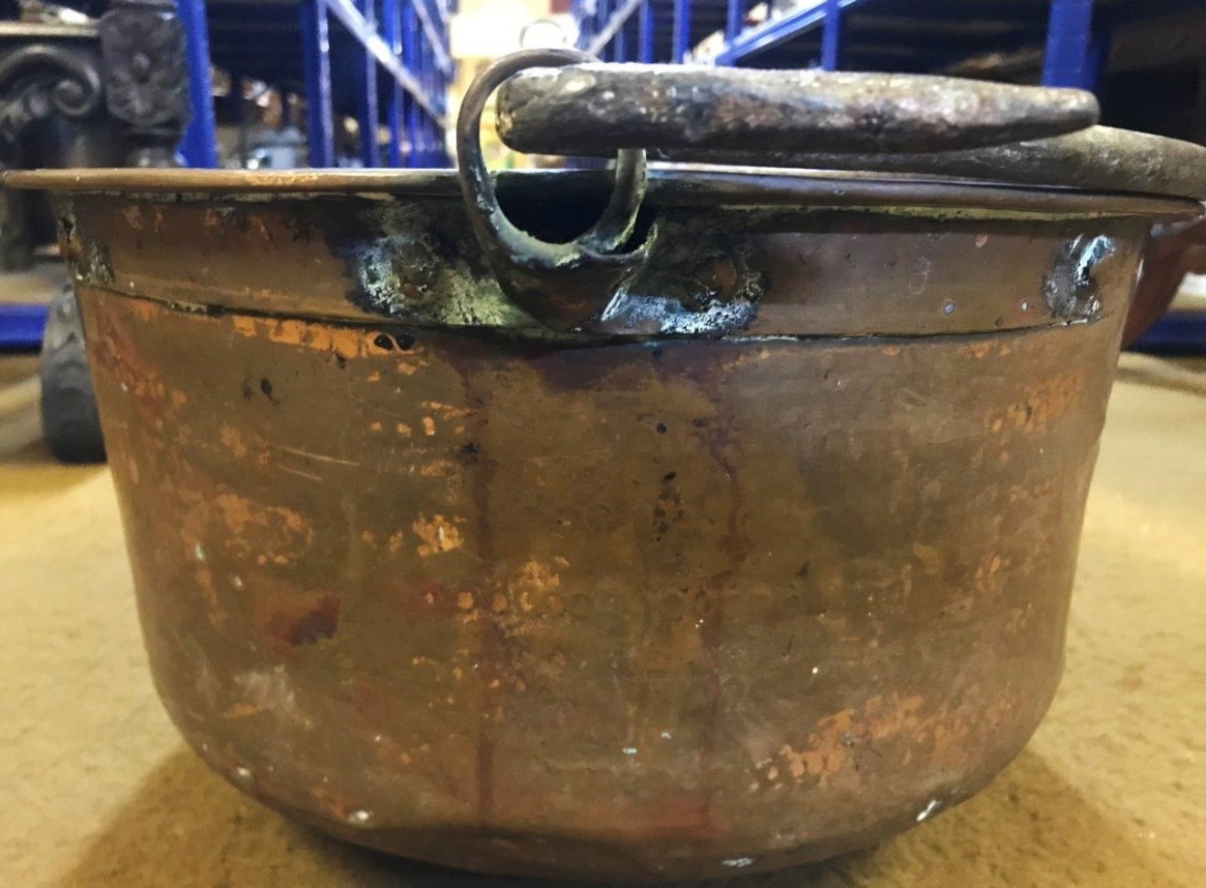 Victorian Large Hammered Copper Cooking Pot