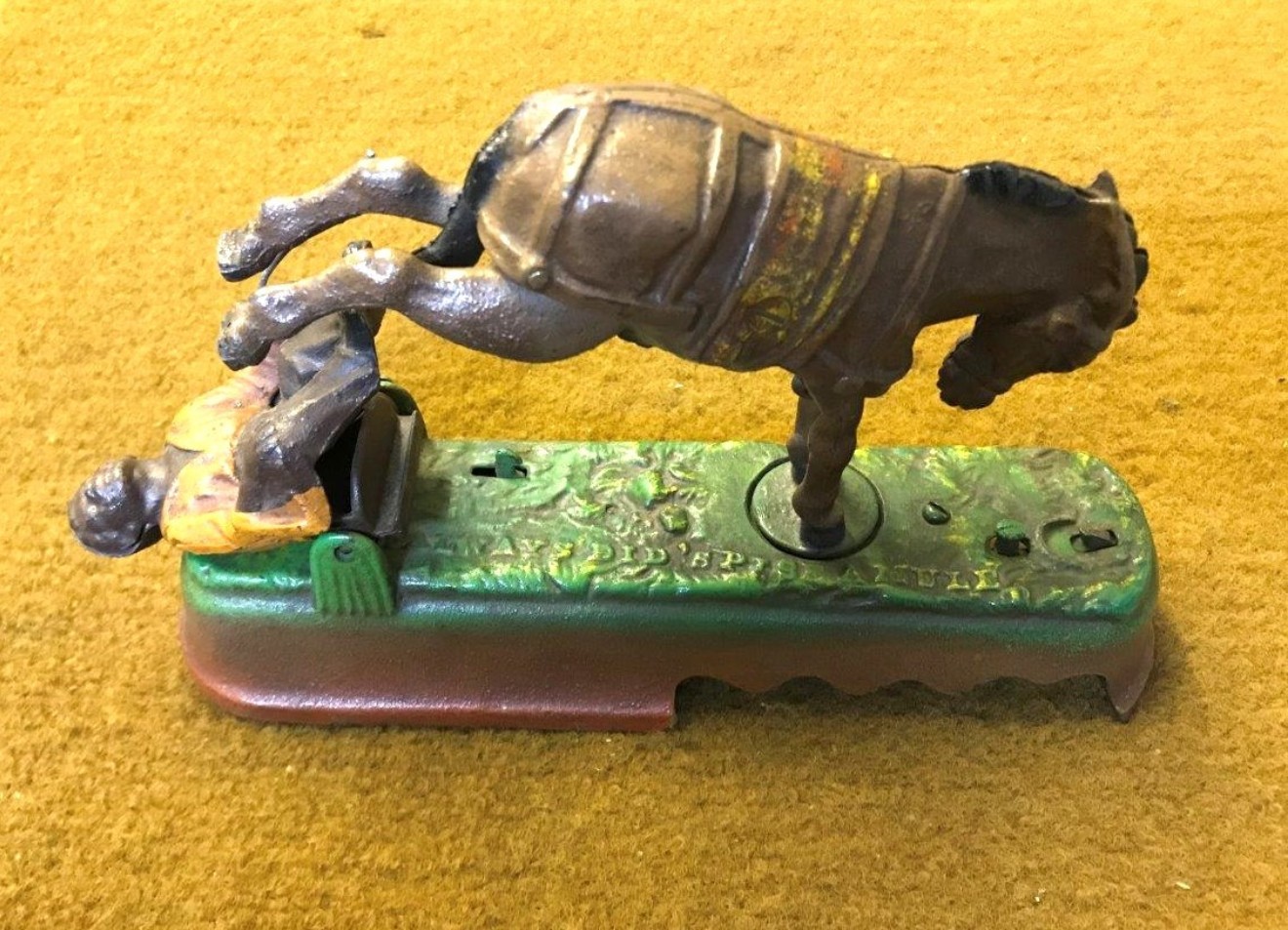 Vintage American Cast Iron Mechanical Bank "Always Did 'Spise A Mule" ﻿Reproduced from the Original in Collection of The Book Of Knowledge