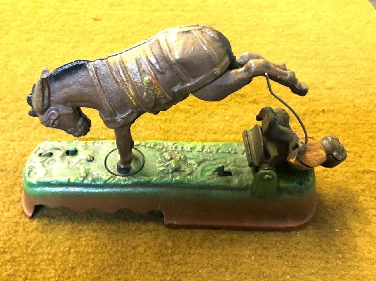 Vintage American Cast Iron Mechanical Bank "Always Did 'Spise A Mule" ﻿Reproduced from the Original in Collection of The Book Of Knowledge