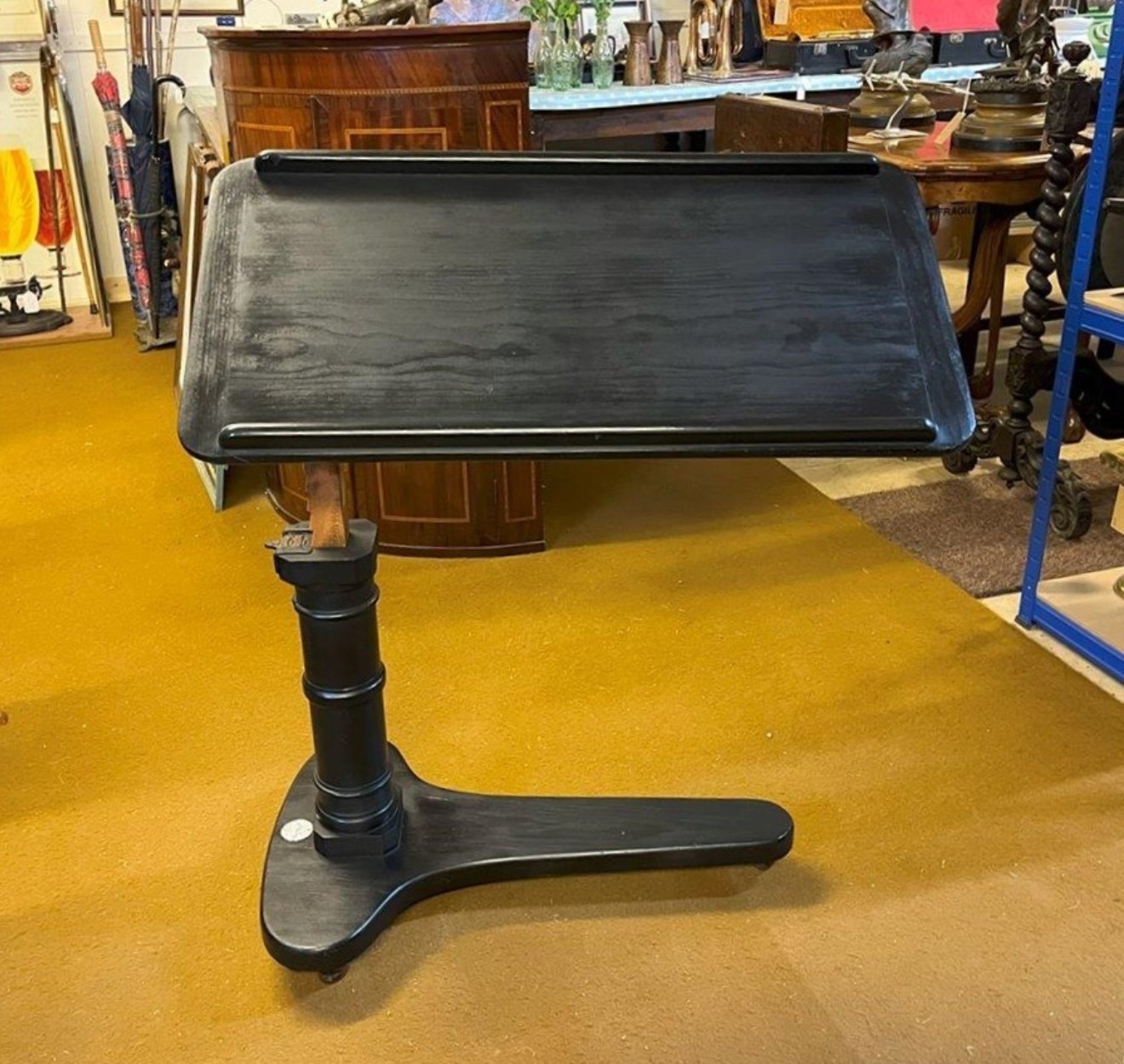 Edwardian Ebonised Adjustable Overbed / Chair Table Made by J Carter London