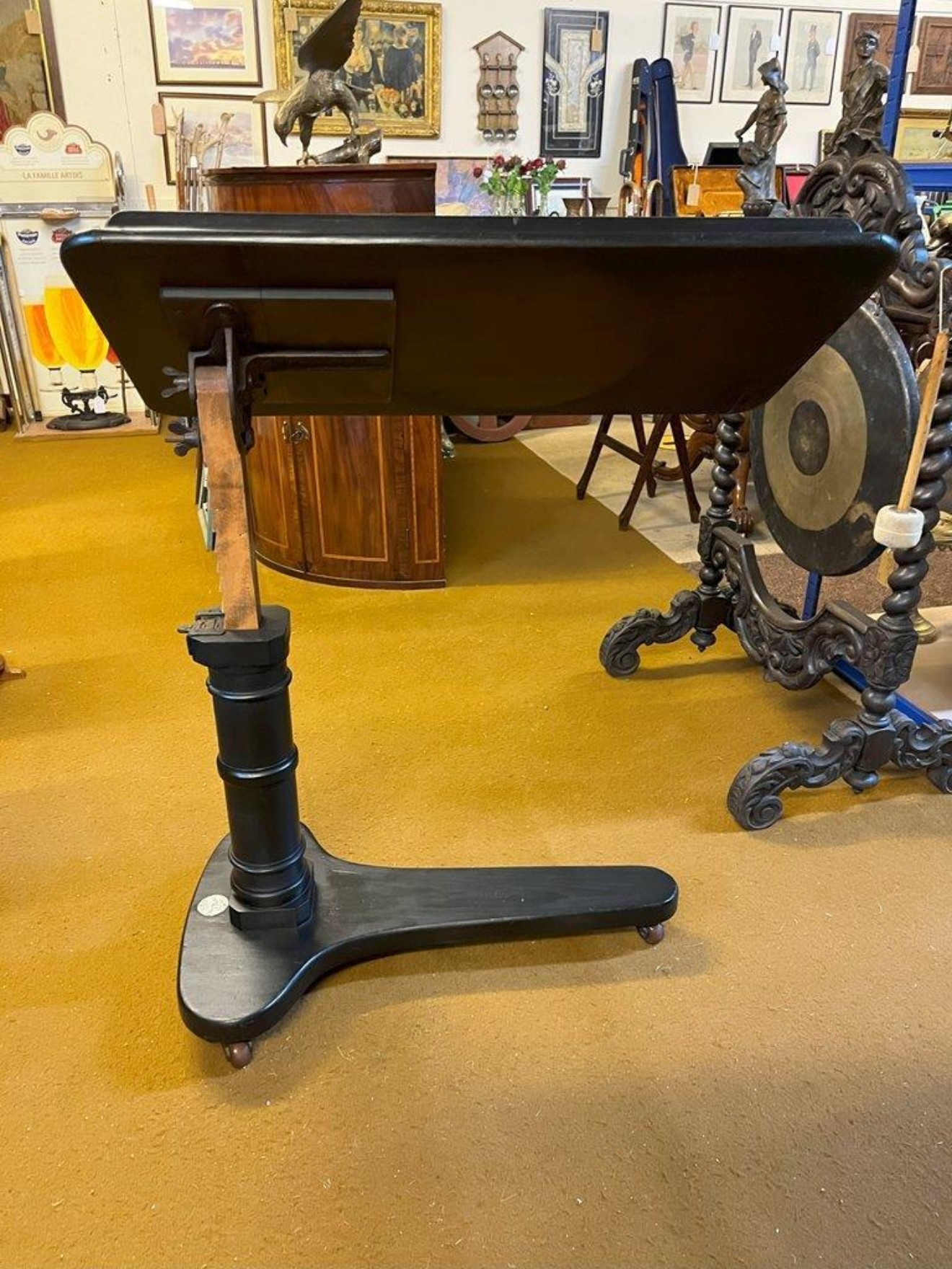 Edwardian Ebonised Adjustable Overbed / Chair Table Made by J Carter London