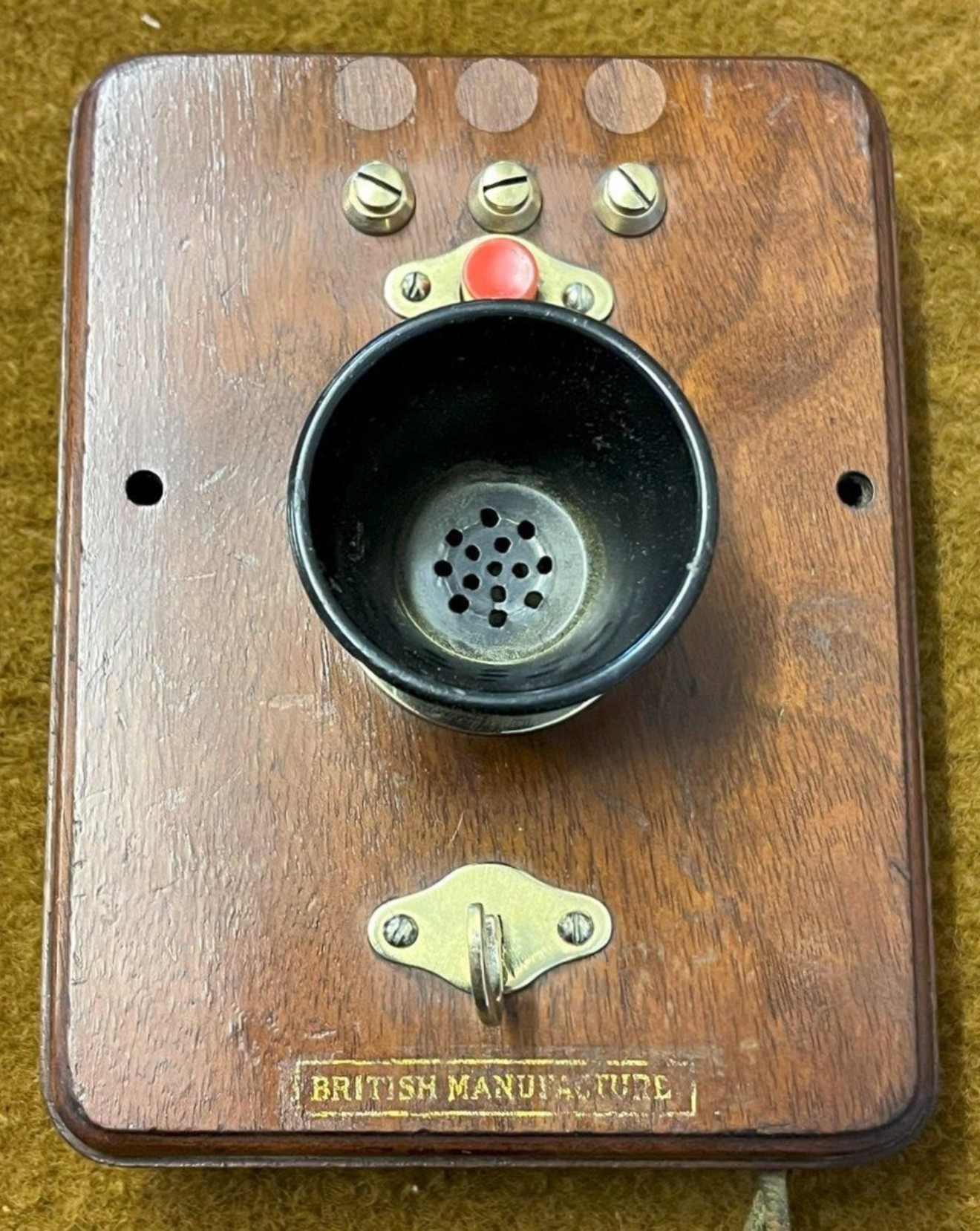 Antique Railway Trackside Telephone Bakelite, Wood and Brass