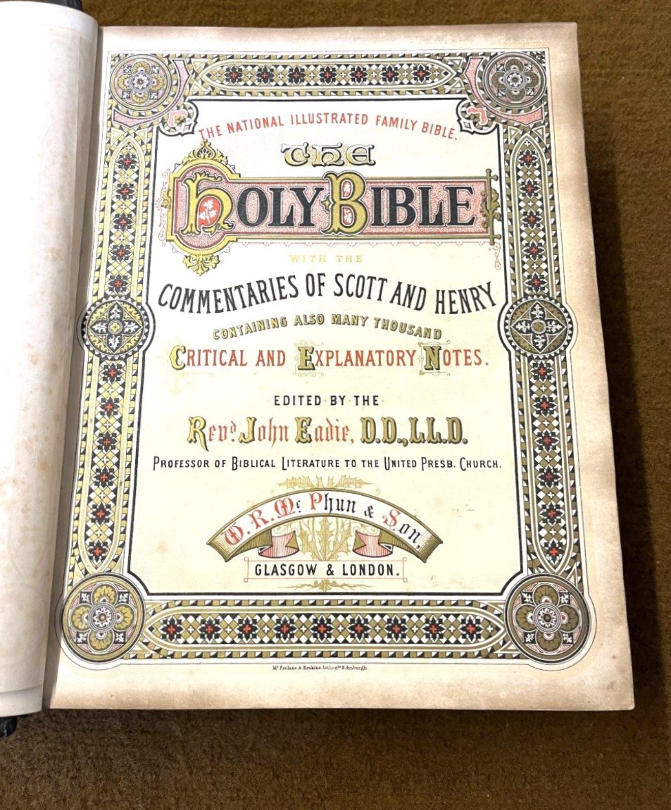 Victorian Holy Bible 'The National Illustrated Family Bible with the Commentaries of Scott and Henry'